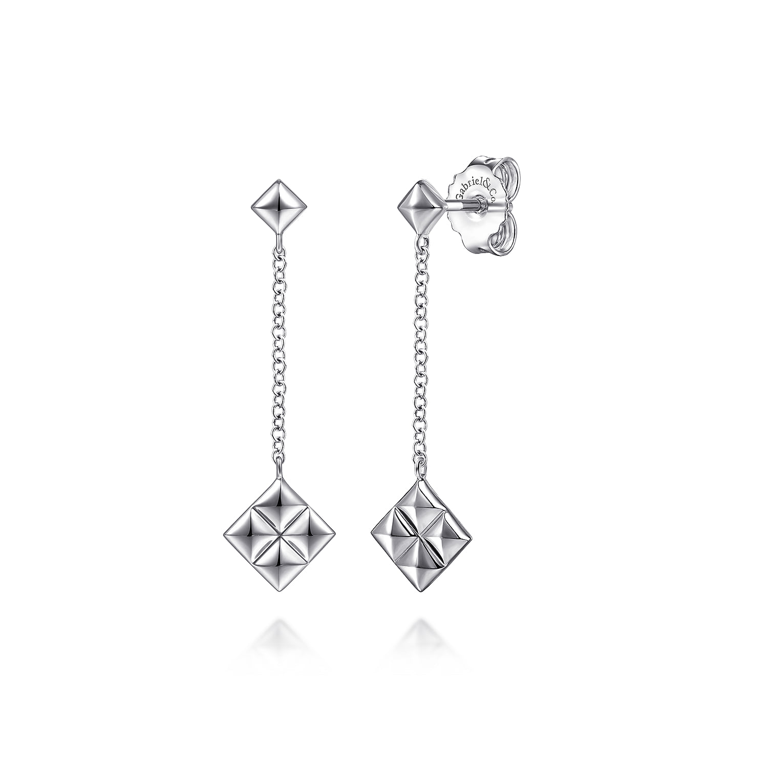 Linear Pyramid and Chain Drop Earrings