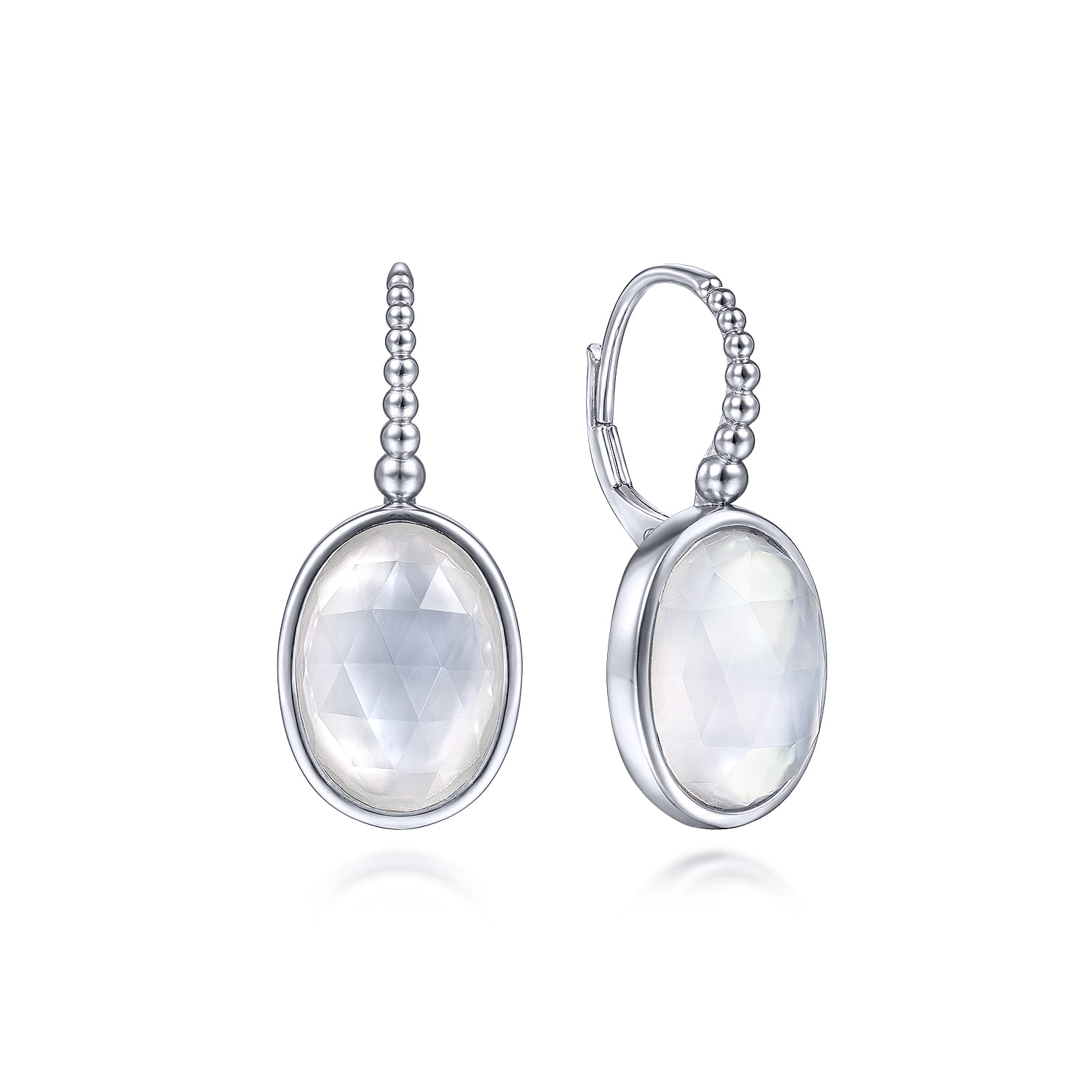 Bujukan Rock Crystal and White MOP Drop Earrings in Sterling Silver