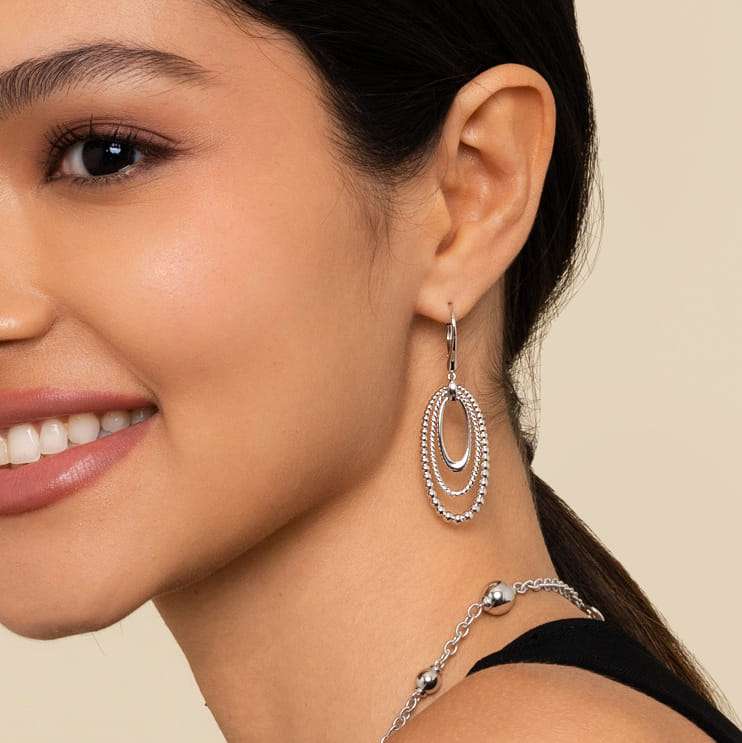 Drop Earrings Huggie Bujukan in Sterling Silver, photograph 2