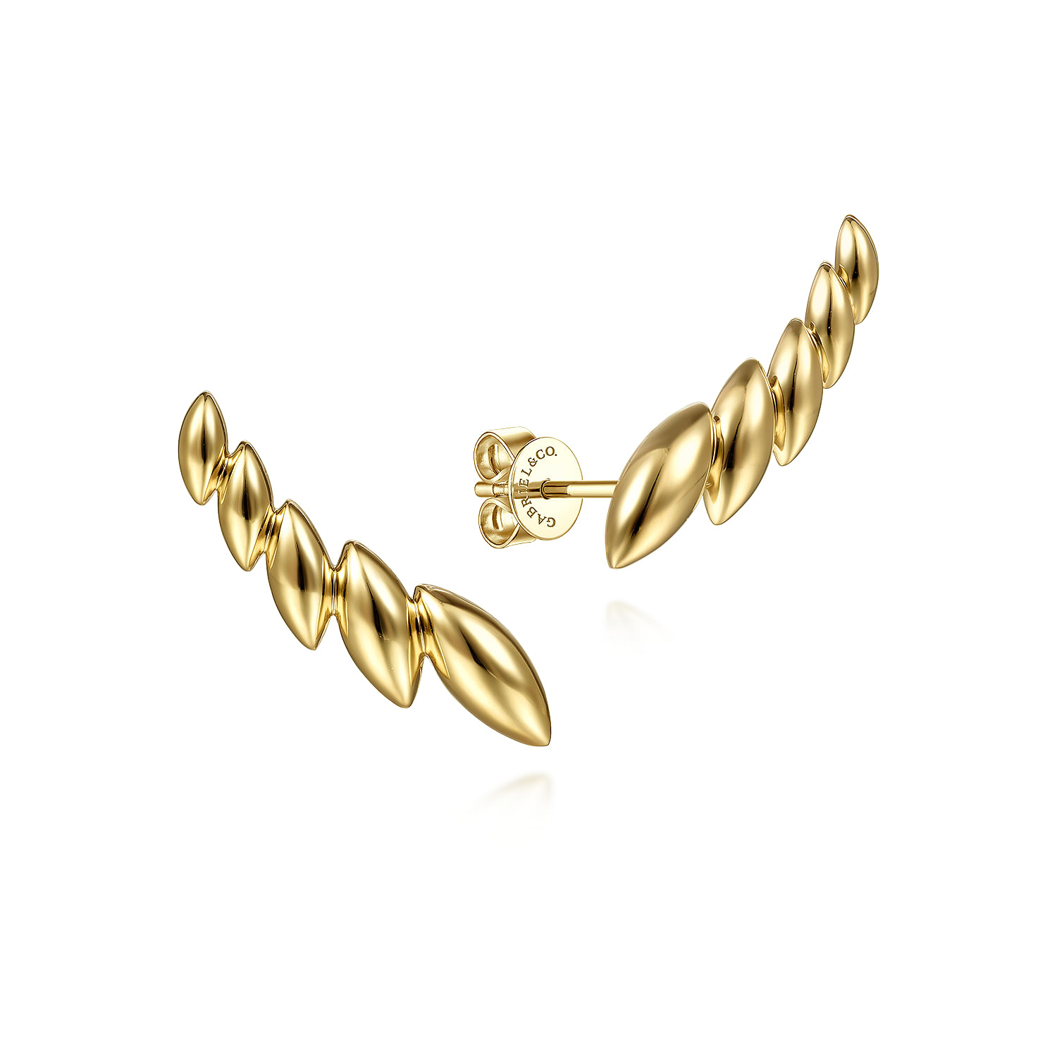 14K Yellow Gold Leaf Station Crawler Earrings @ $500. Shop