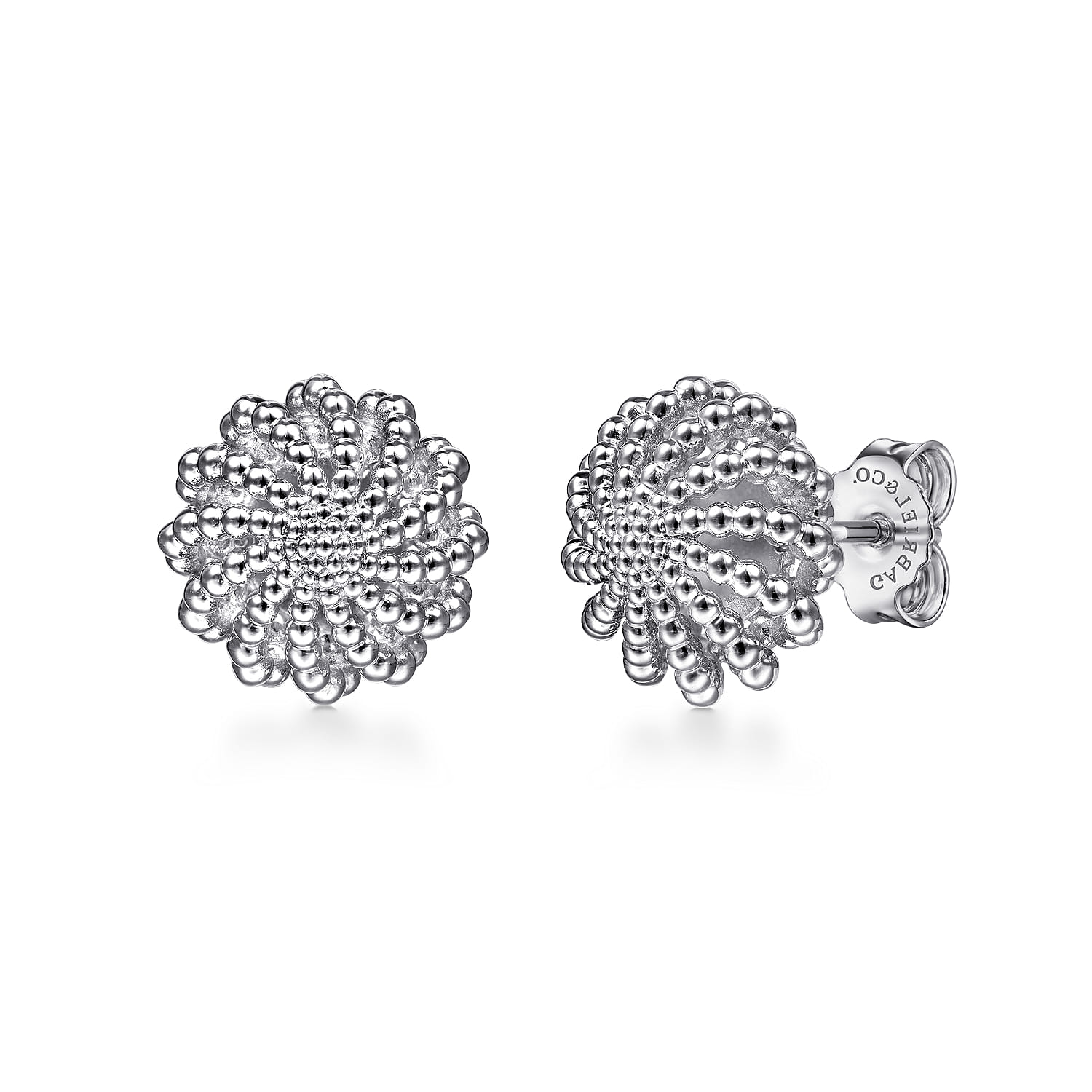Beaded Stud Earrings in Sterling Silver
