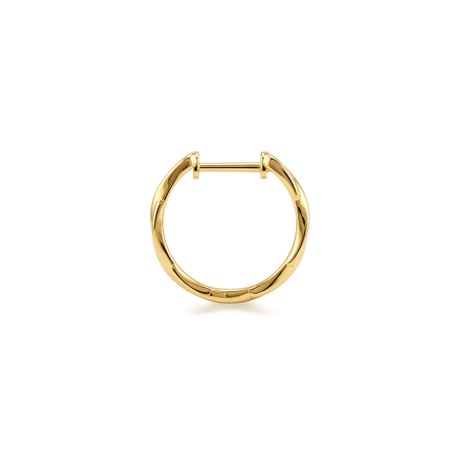 Huggie Earrings 15mm in 14K Yellow Gold, photograph 3