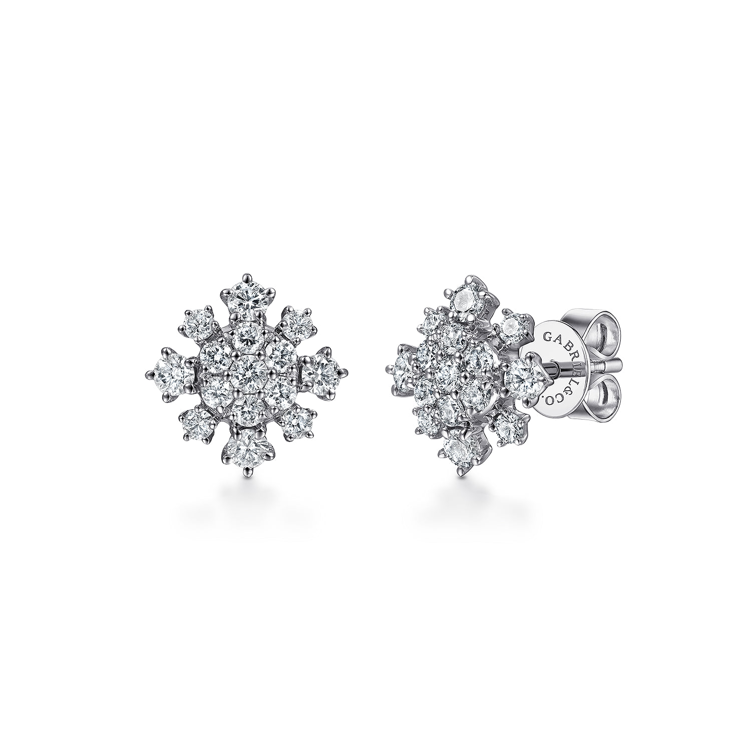 Diamond Snowflake Stud Earrings in 14K White Gold