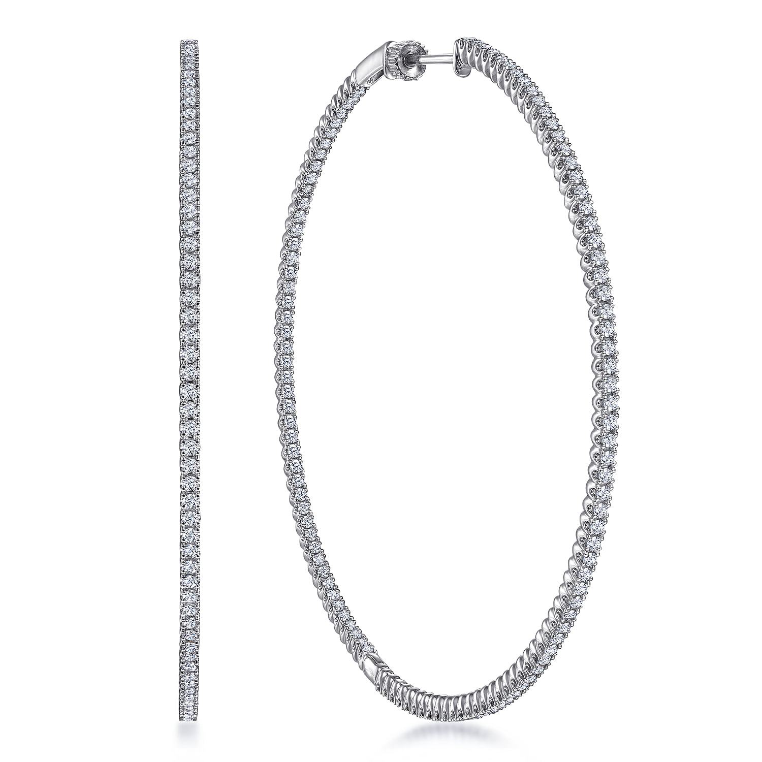 70mm Inside Out Diamond Hoop Earrings