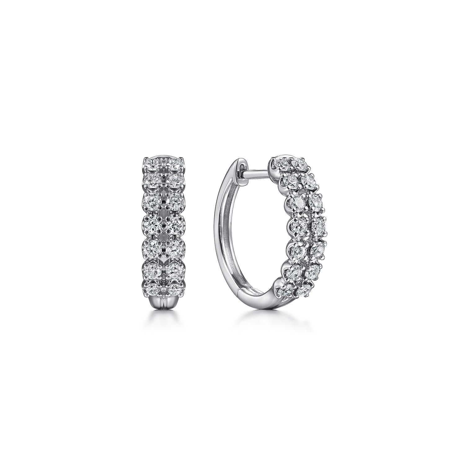 15mm 2 Row Diamond Huggie Earrings