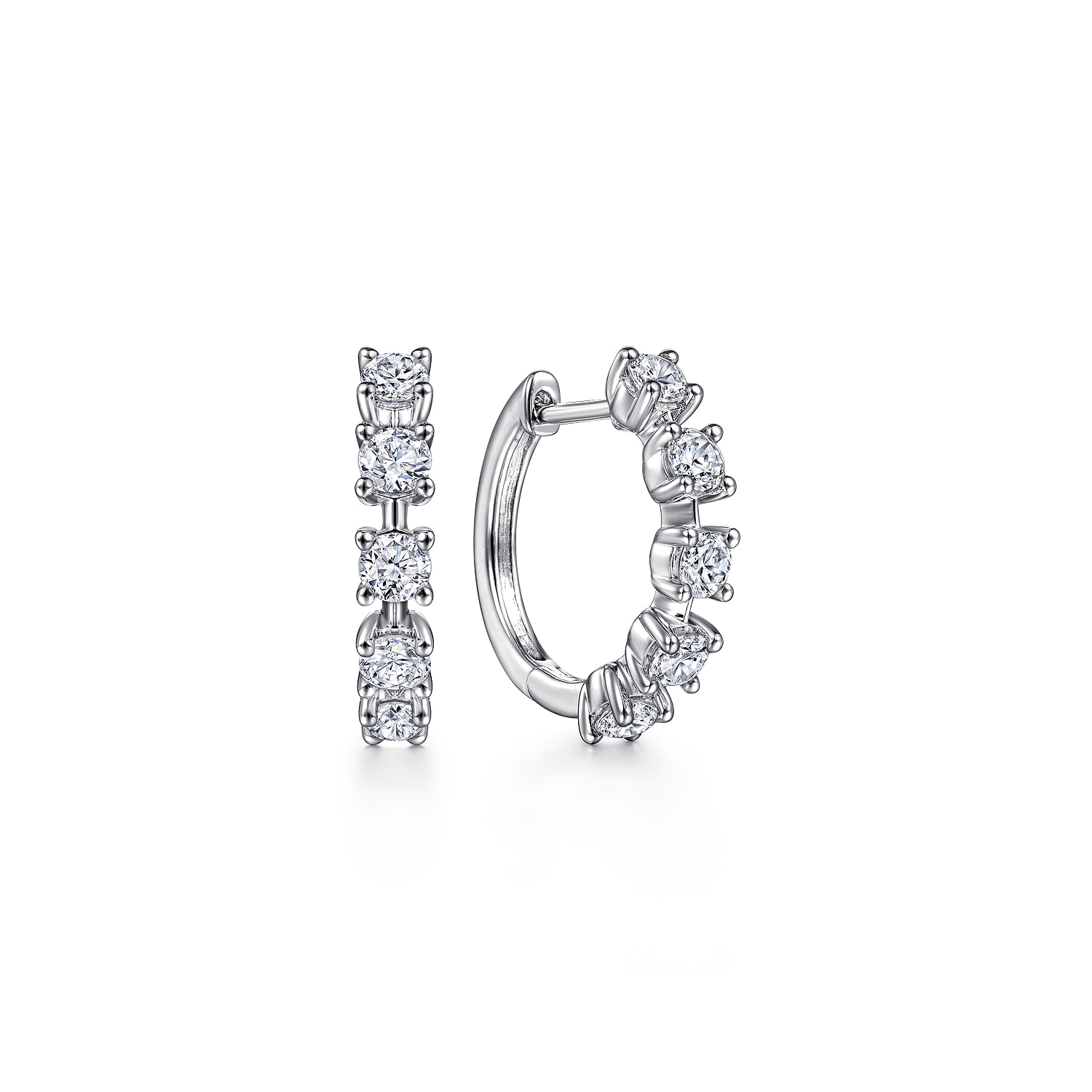 15mm Diamond Station Huggie Earrings