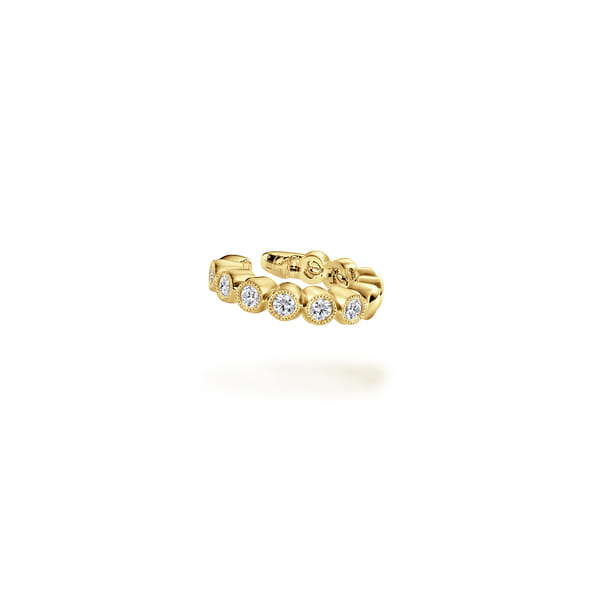 Vintage 14K Yellow Gold 15mm Diamond Ear Cuff