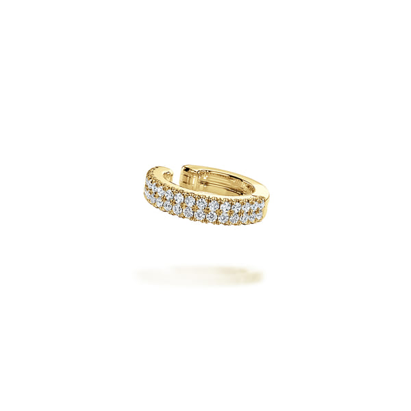 14K Yellow Gold 15mm Diamond Earcuff Earring