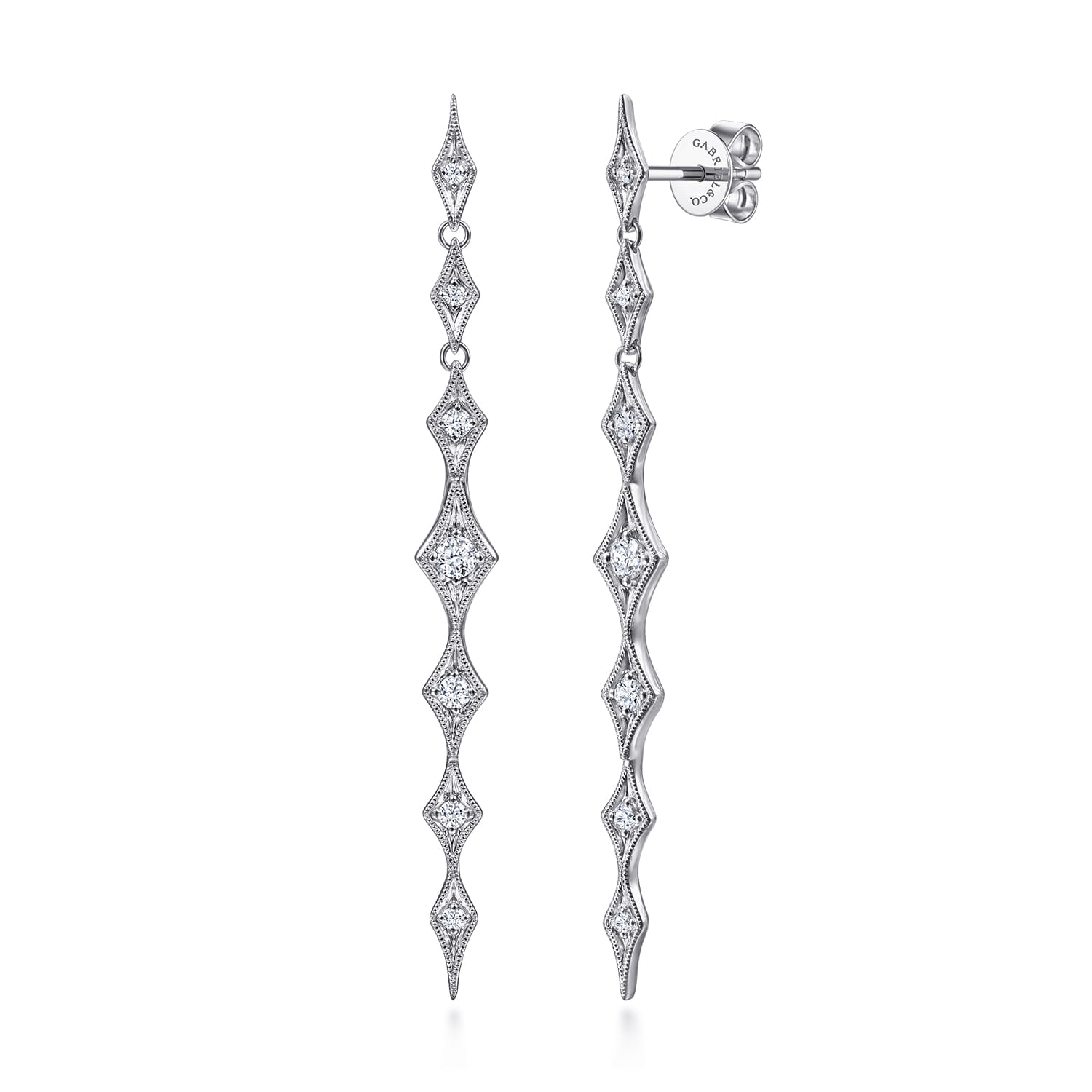 Linear Diamond Station Drop Earrings