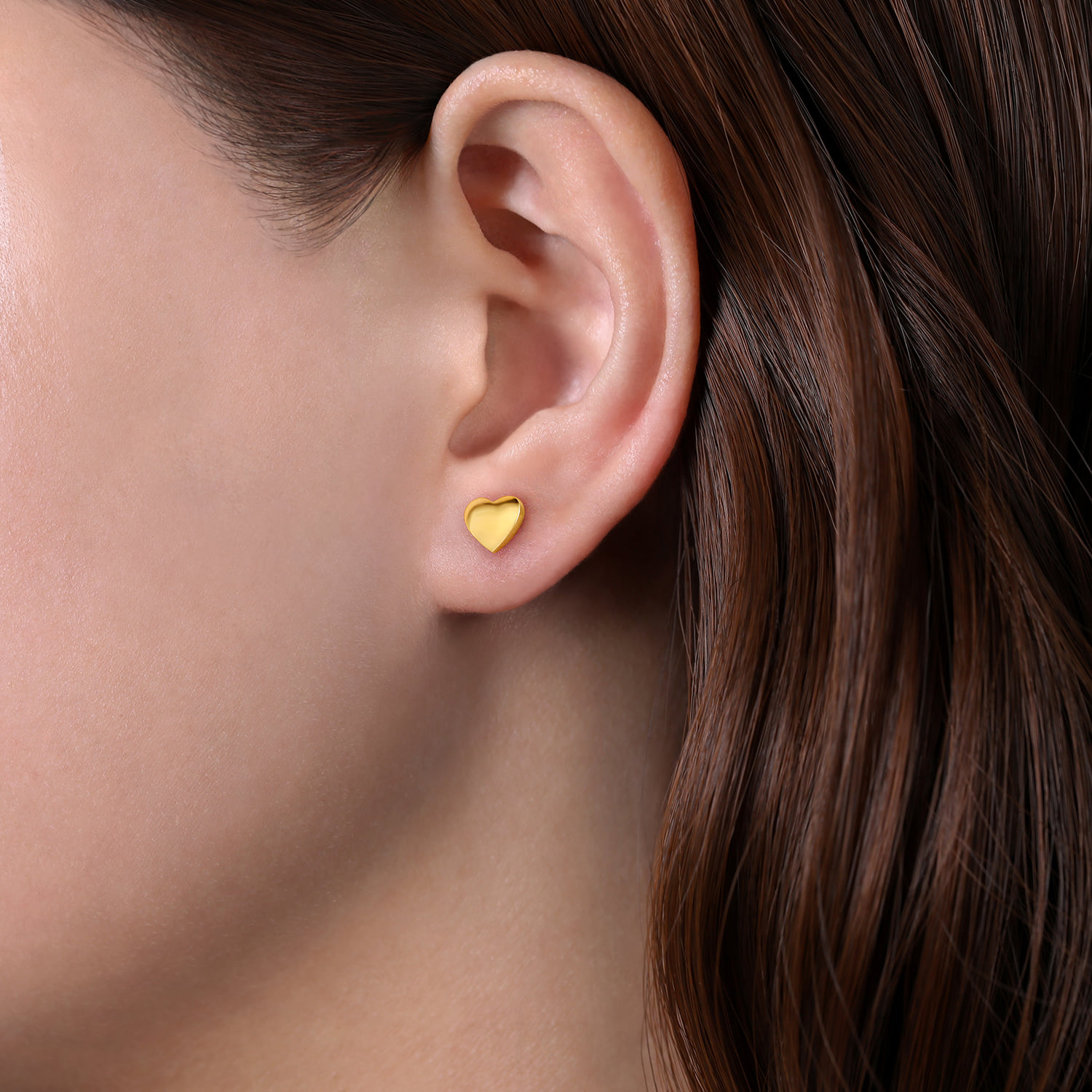 Plain Earrings in 14K Yellow Gold, photograph 2