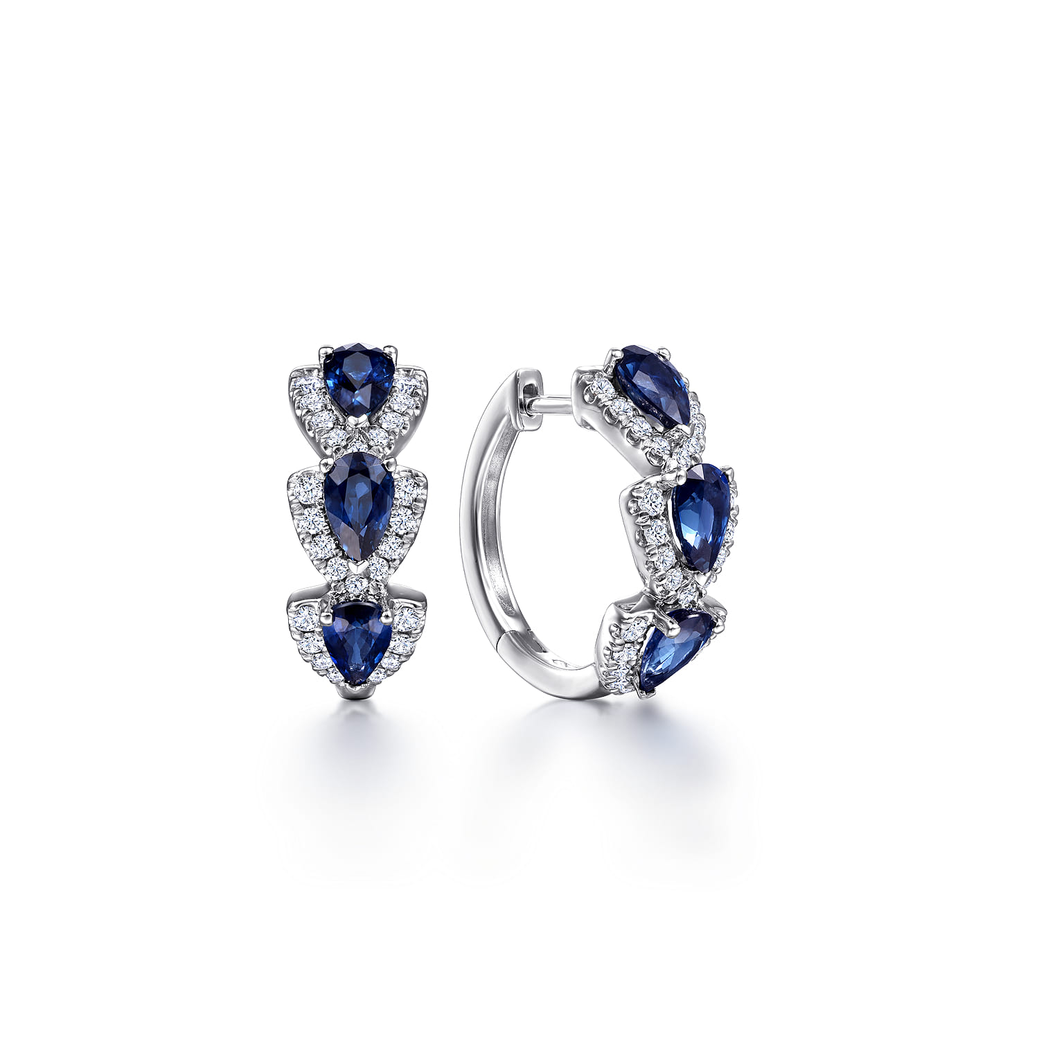 15mm Diamond and Sapphire Huggies