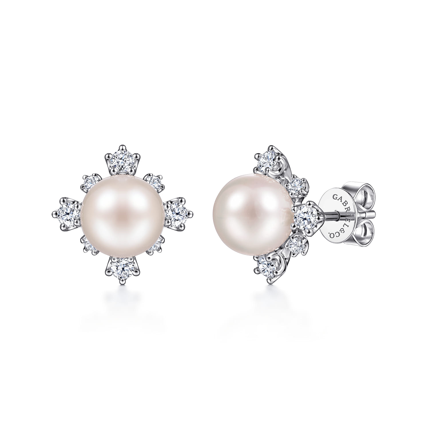 Diamond and Pearl Stud Earrings