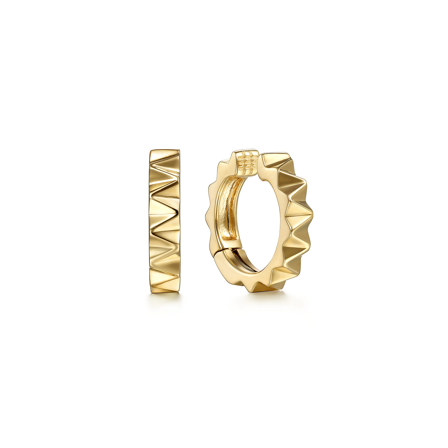 15mm Spike Hoop Earcuff in 14K Yellow Gold, photograph 2