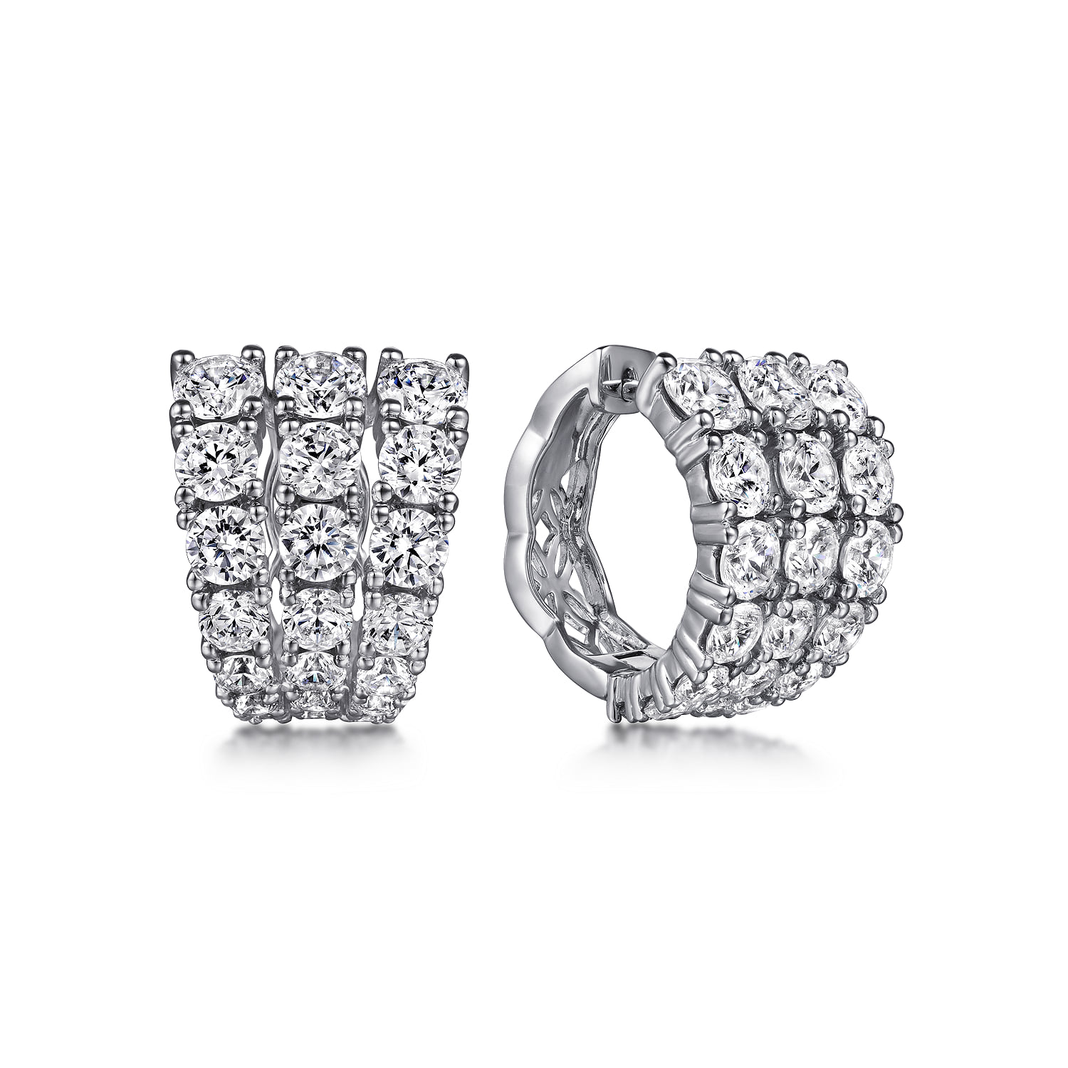 15mm Diamond Huggies in 18K White Gold