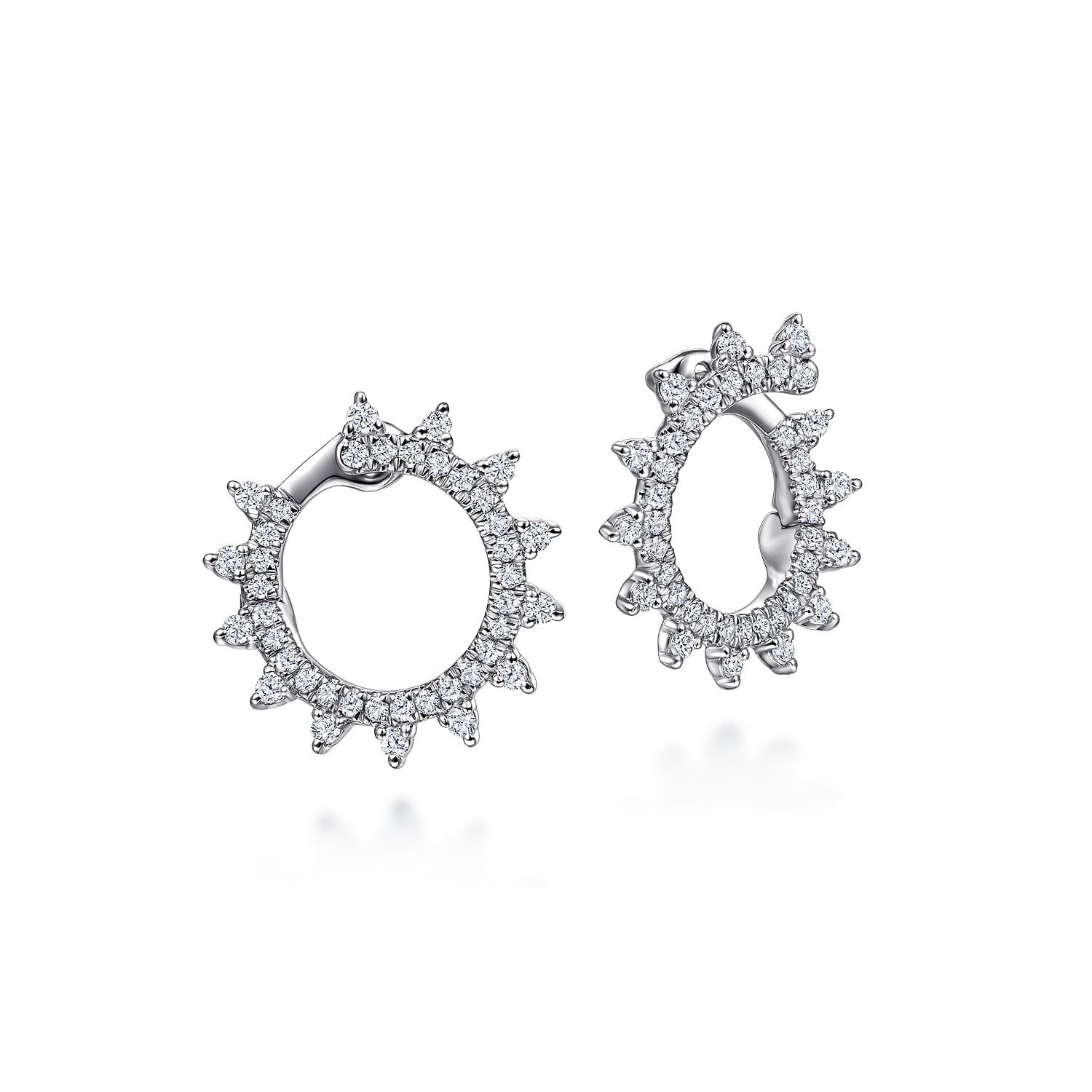 Diamond 15mm Bypass Hoop Earrings in 14K White Gold