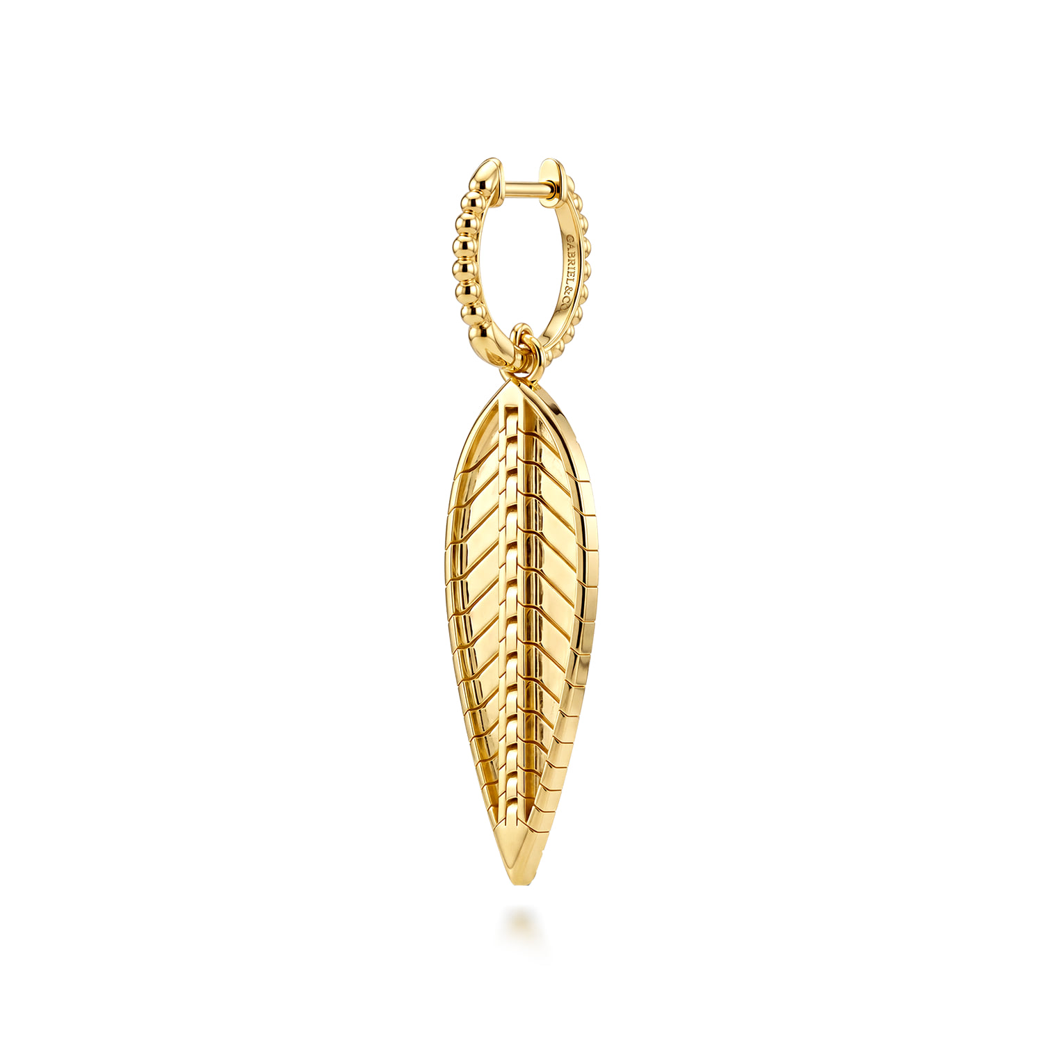 Huggie Drop Earrings in 14K Yellow Gold, photograph 4