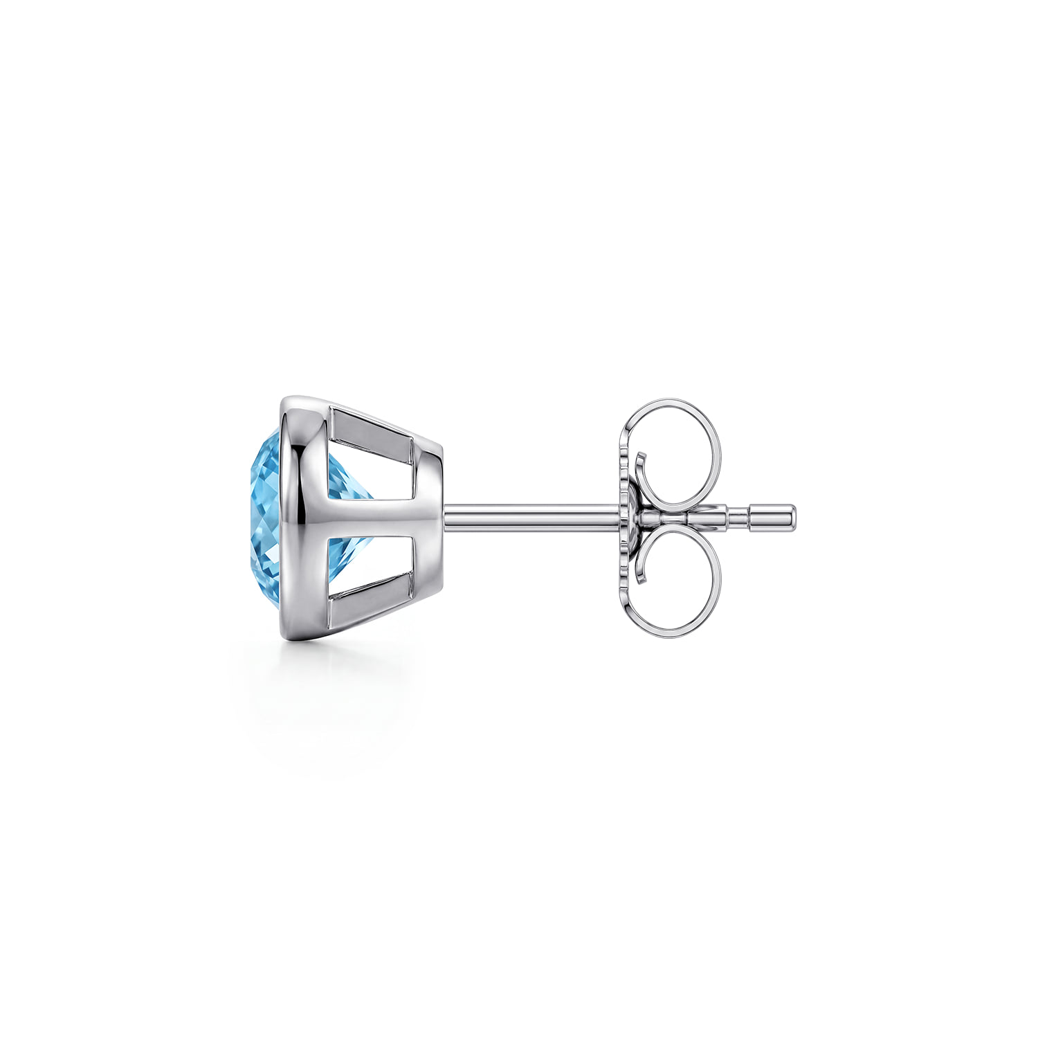Blue Topaz Stud Earrings in Sterling Silver, photograph 3