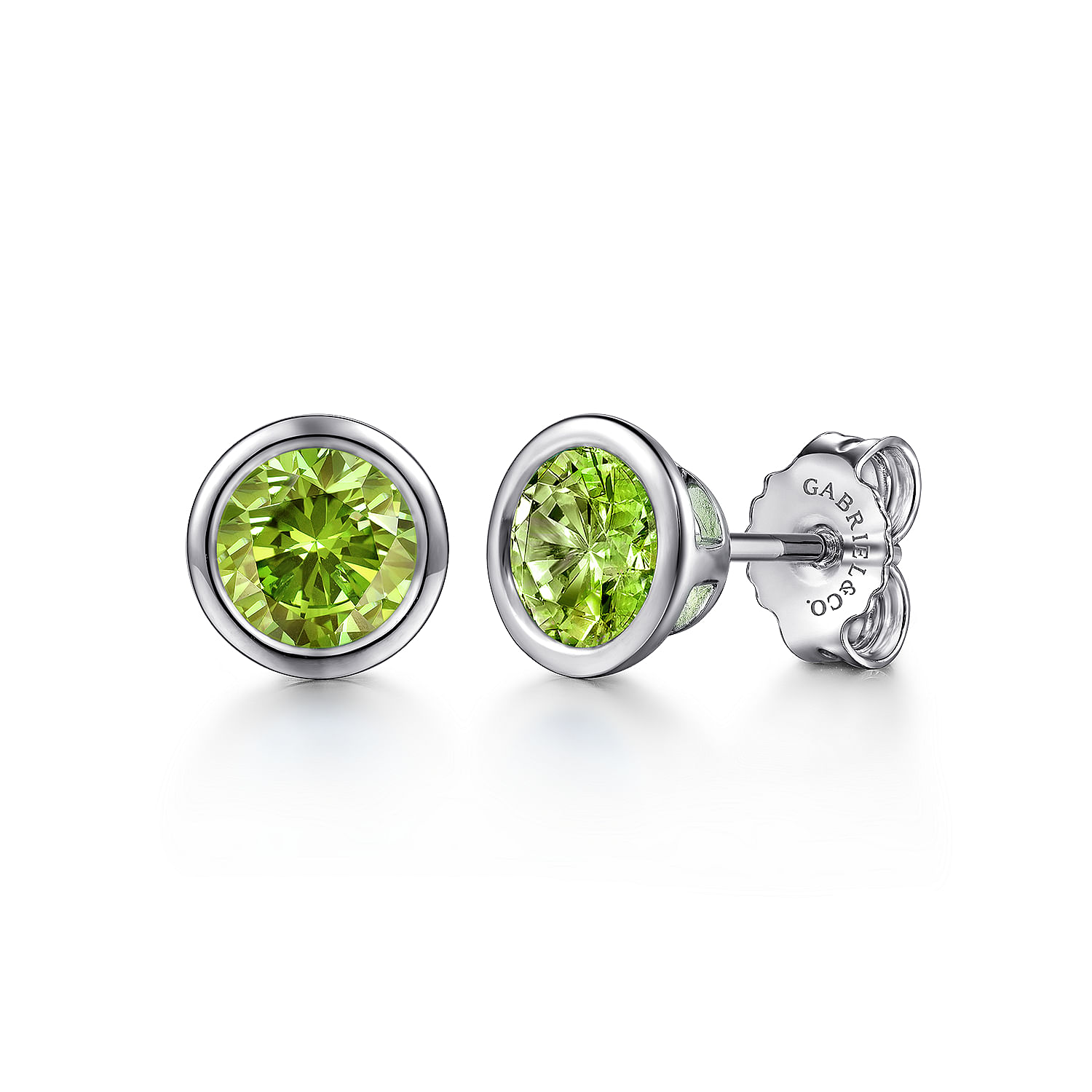 Peridot Earrings, August Birthstone, Lime Green Emerald Cut Earrings in Gold or Silver, Round Drops Studs Earring, high quality Peridot Jewelry for her