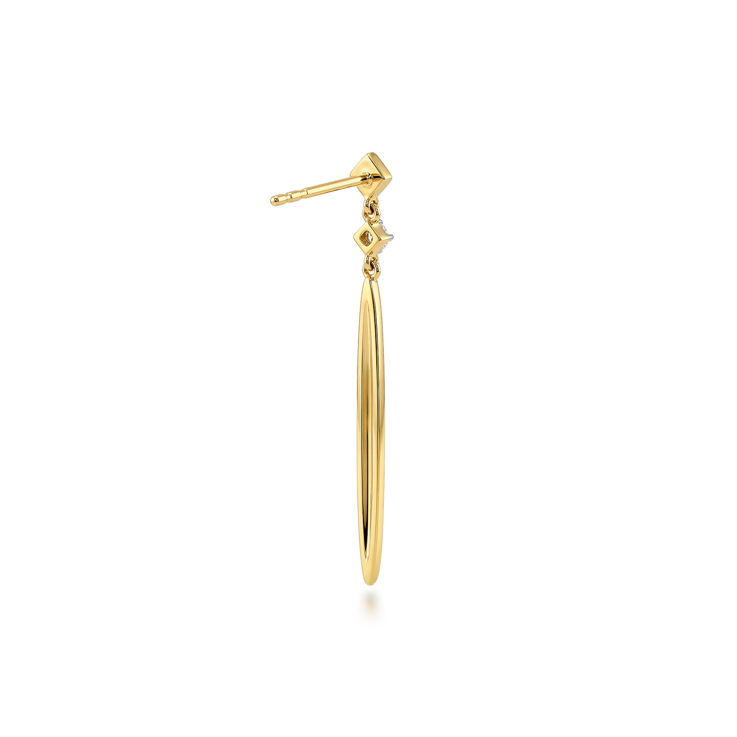 Diamond Drop Earrings in 14K Yellow Gold, photograph 2