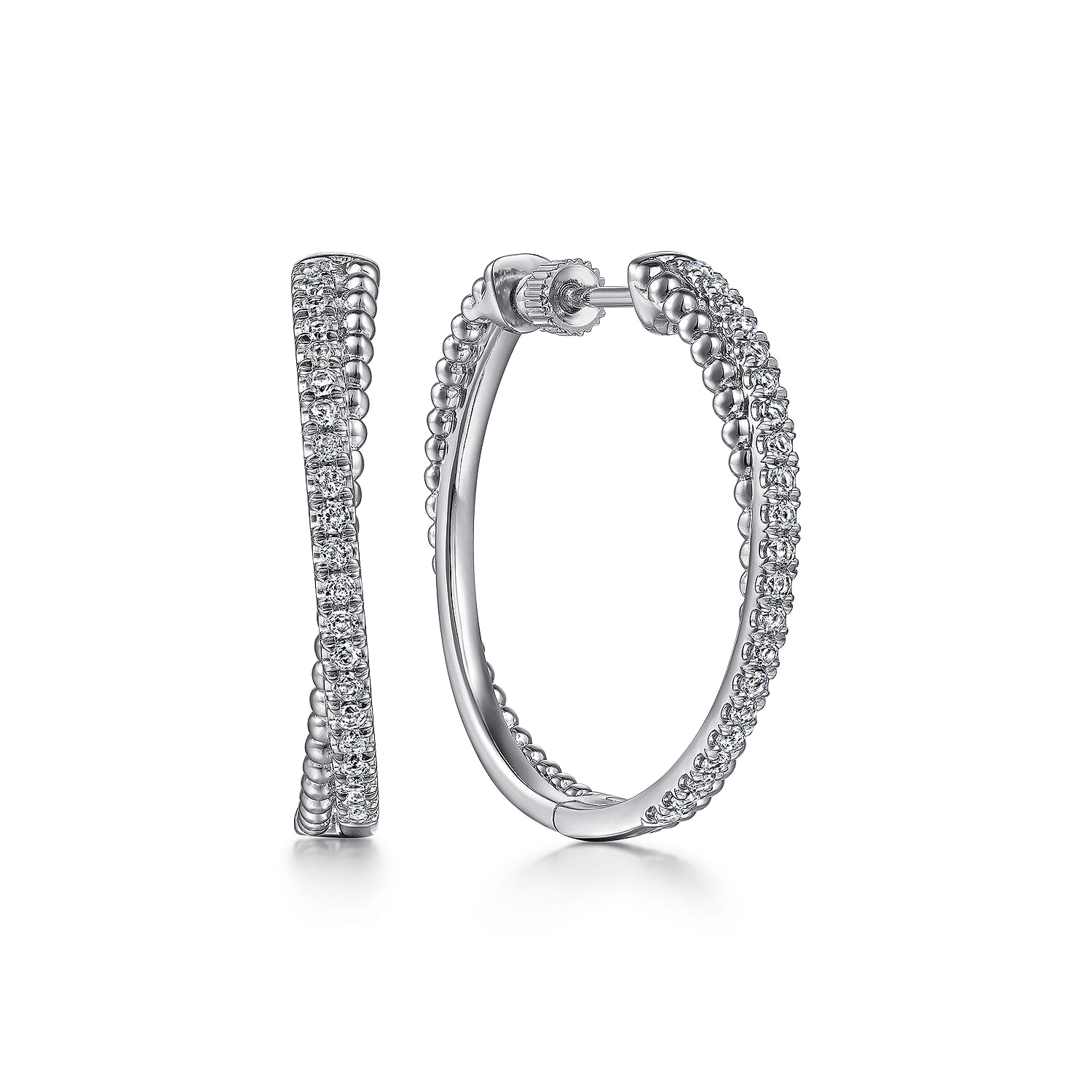 White Sapphire Twisted Bujukan 30mm Classic Hoop Earrings