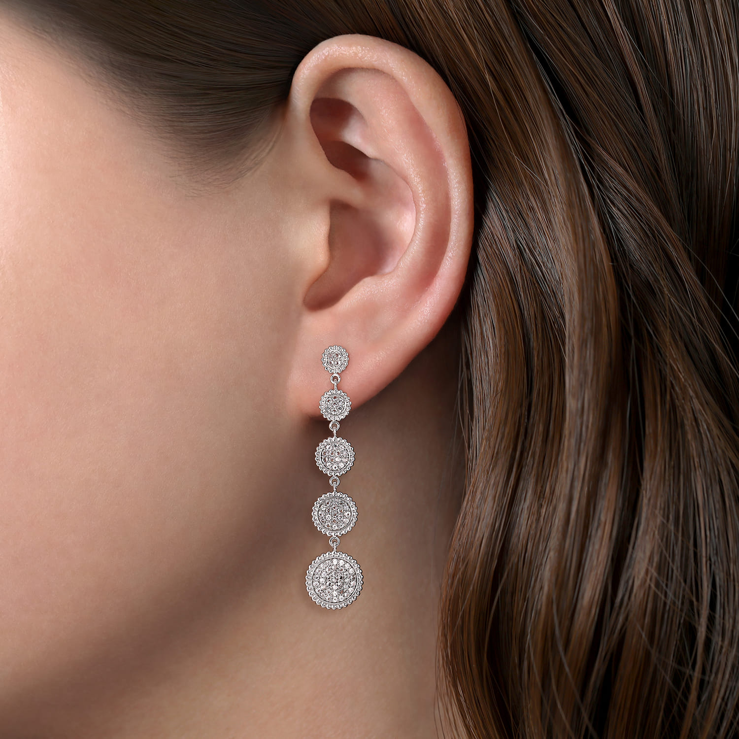 Bujukan White Sapphire Drop Earrings in Sterling Silver, photograph 2