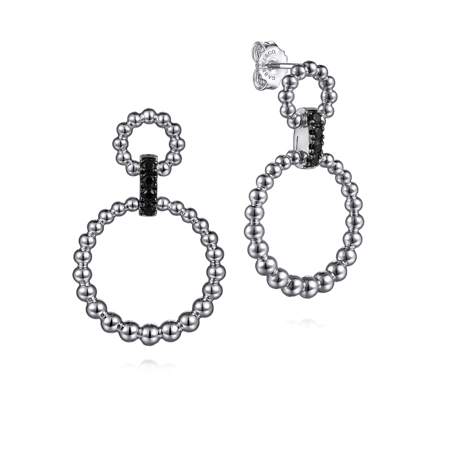 Black Spinel Bujukan Link Drop Earrings in Sterling Silver