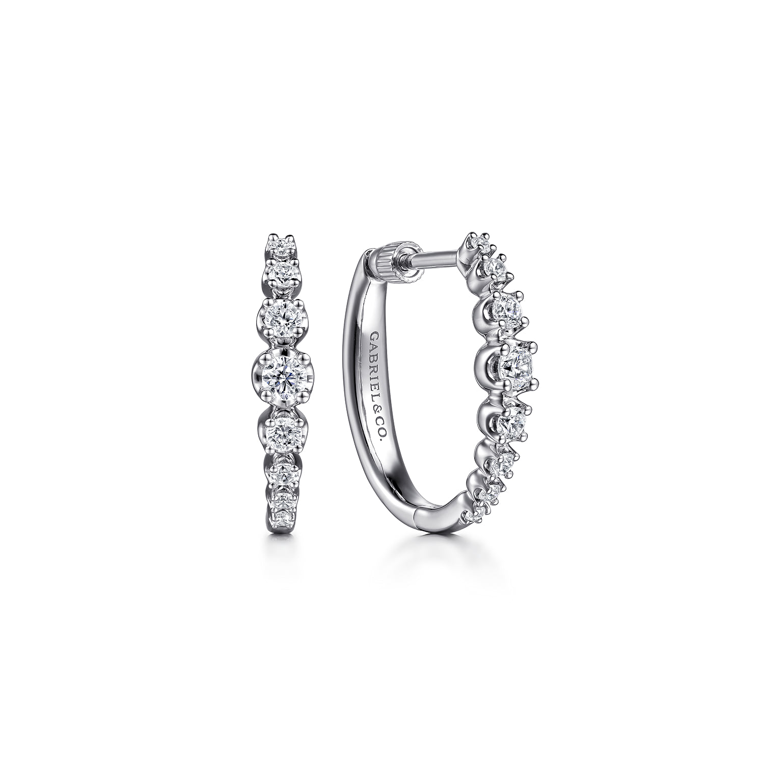 20mm Buttercup Set Diamond Classic Hoop Earrings in 14K White Gold