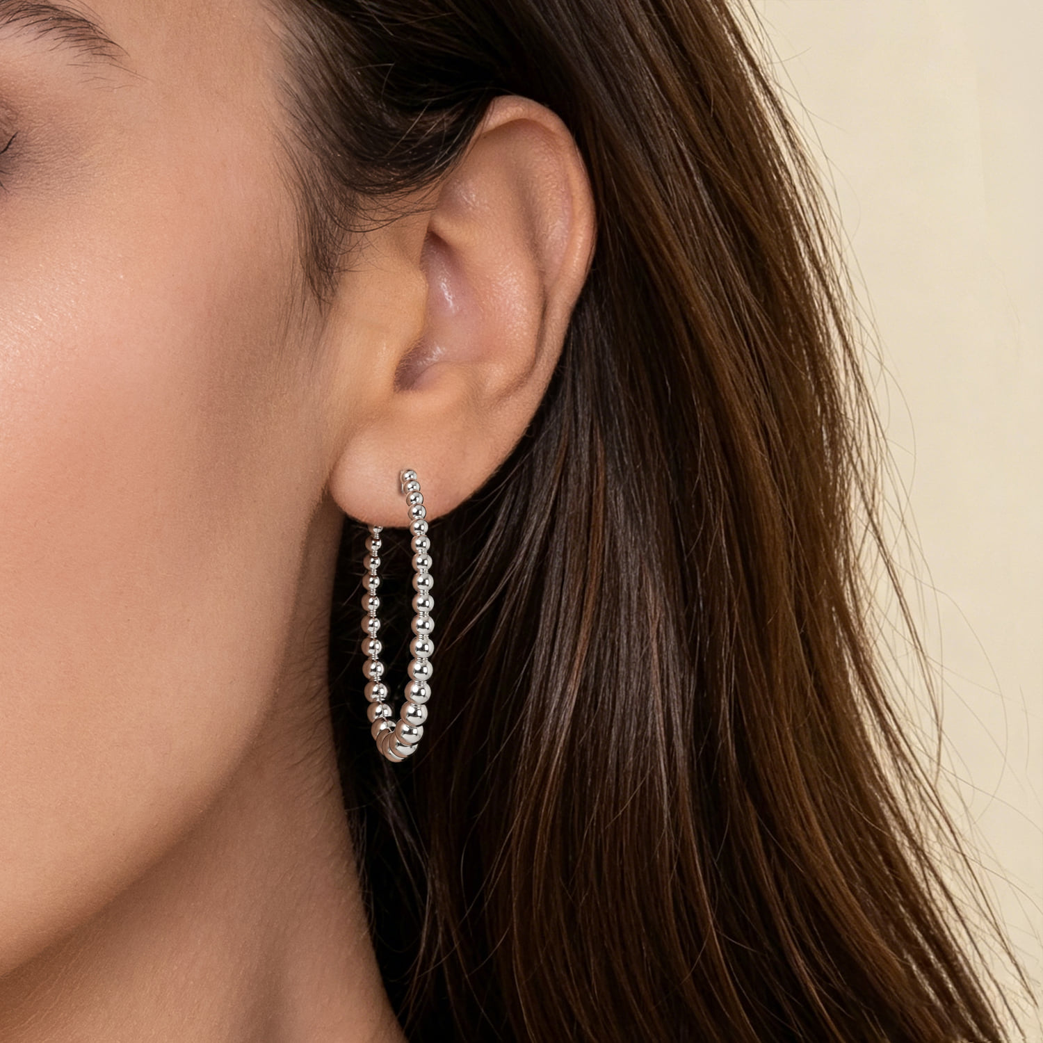 Classic Hoop Earrings 40mm- Bujukan in Sterling Silver, photograph 4