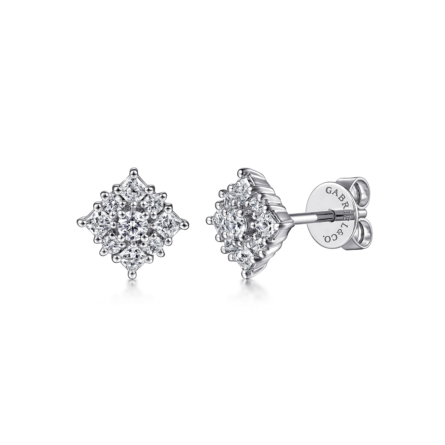 14K White Gold Bursting Star Diamond Stud Earrings @ $1725