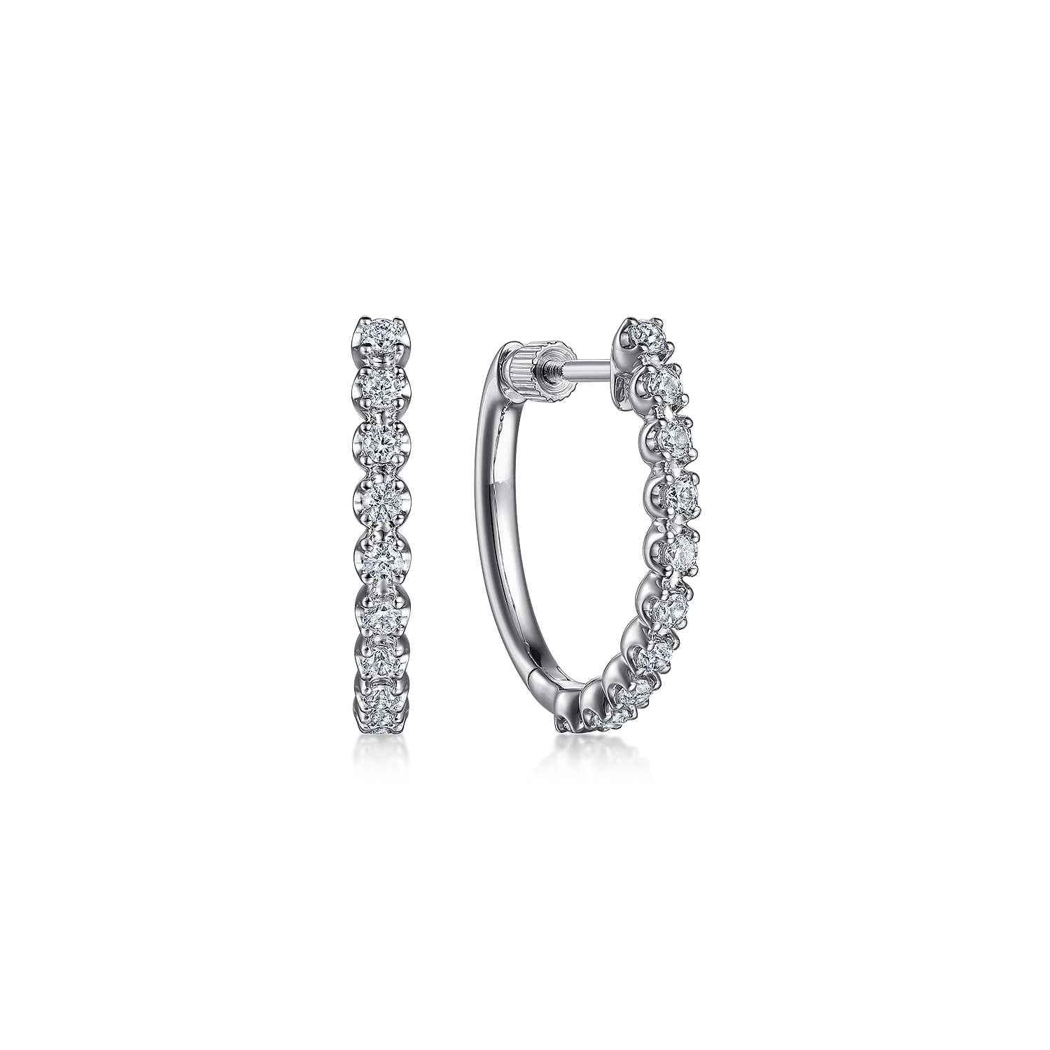 20mm Diamond Hoop Earrings in 14K White Gold