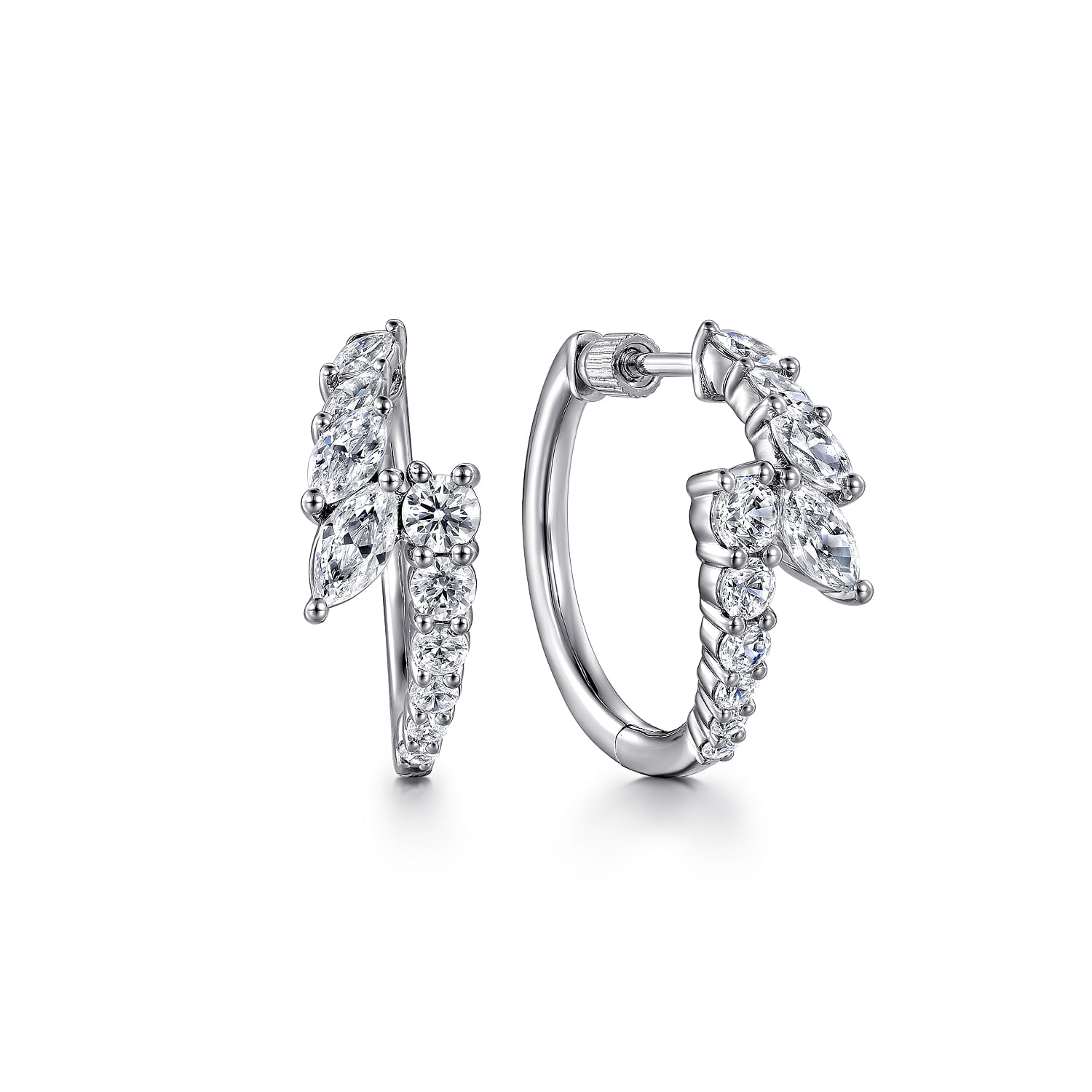 Bypass Diamond Hoop Earrings