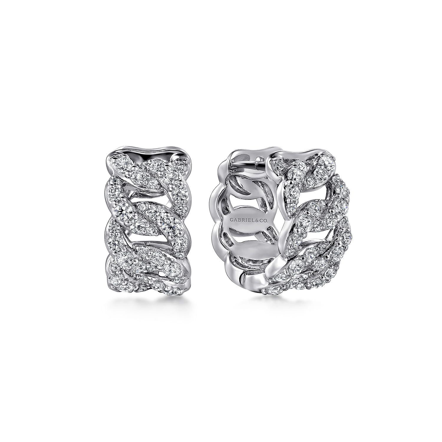 Diamond Link Huggie Earrings