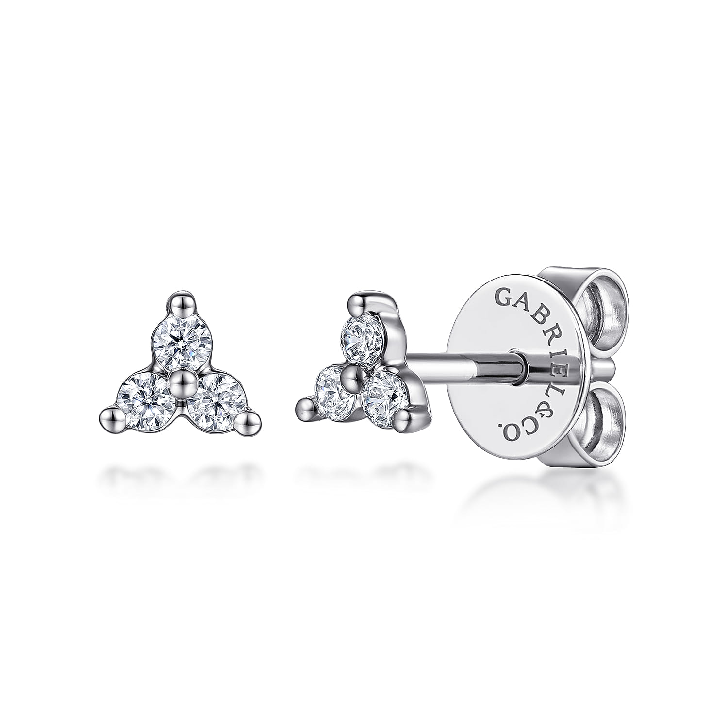 Three Diamond Cluster Stud Earrings