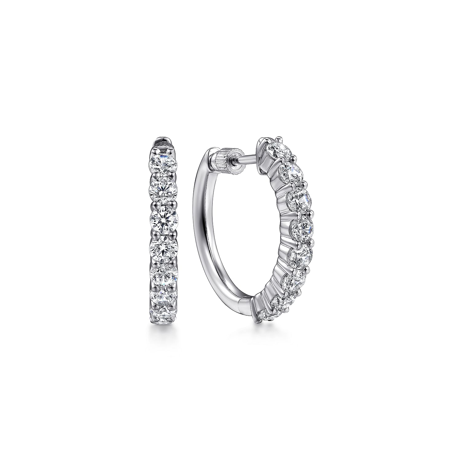14K White Gold 20mm Diamond Classic Hoop Earrings @ $6200