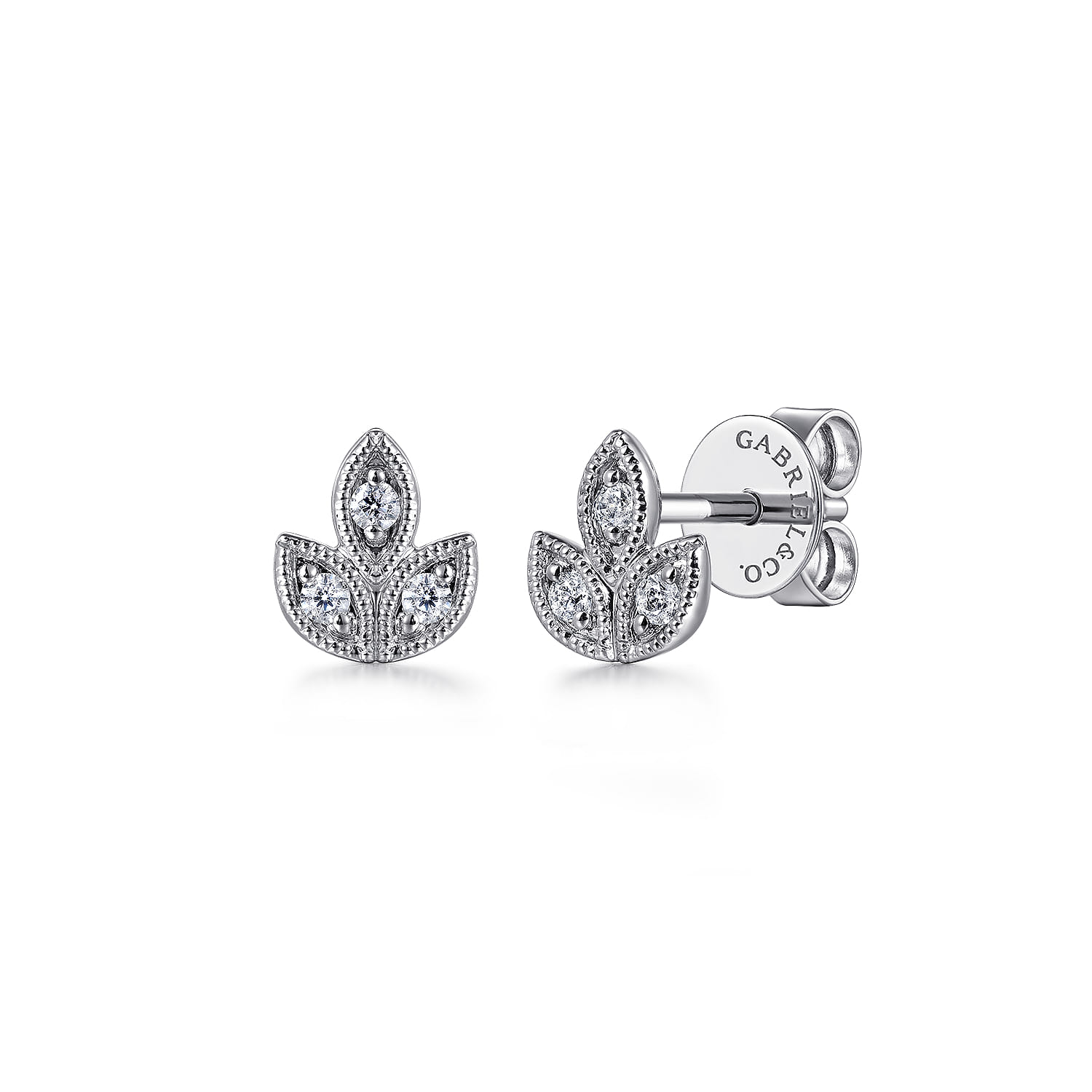 Diamond Leaf Shape Stud Earrings