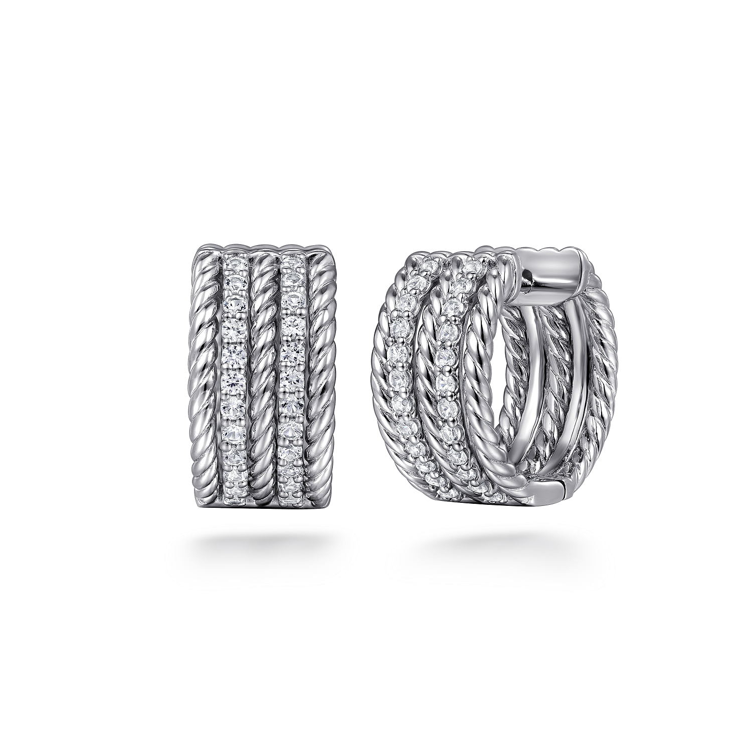 15mm White Sapphire Hampton Huggie Earrings in Sterling Silver