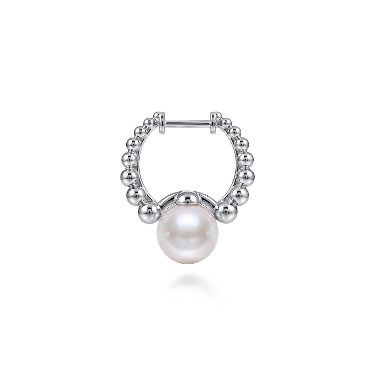 Pearl Huggie Earrings 15mm-Bujukan in Sterling Silver, photograph 3