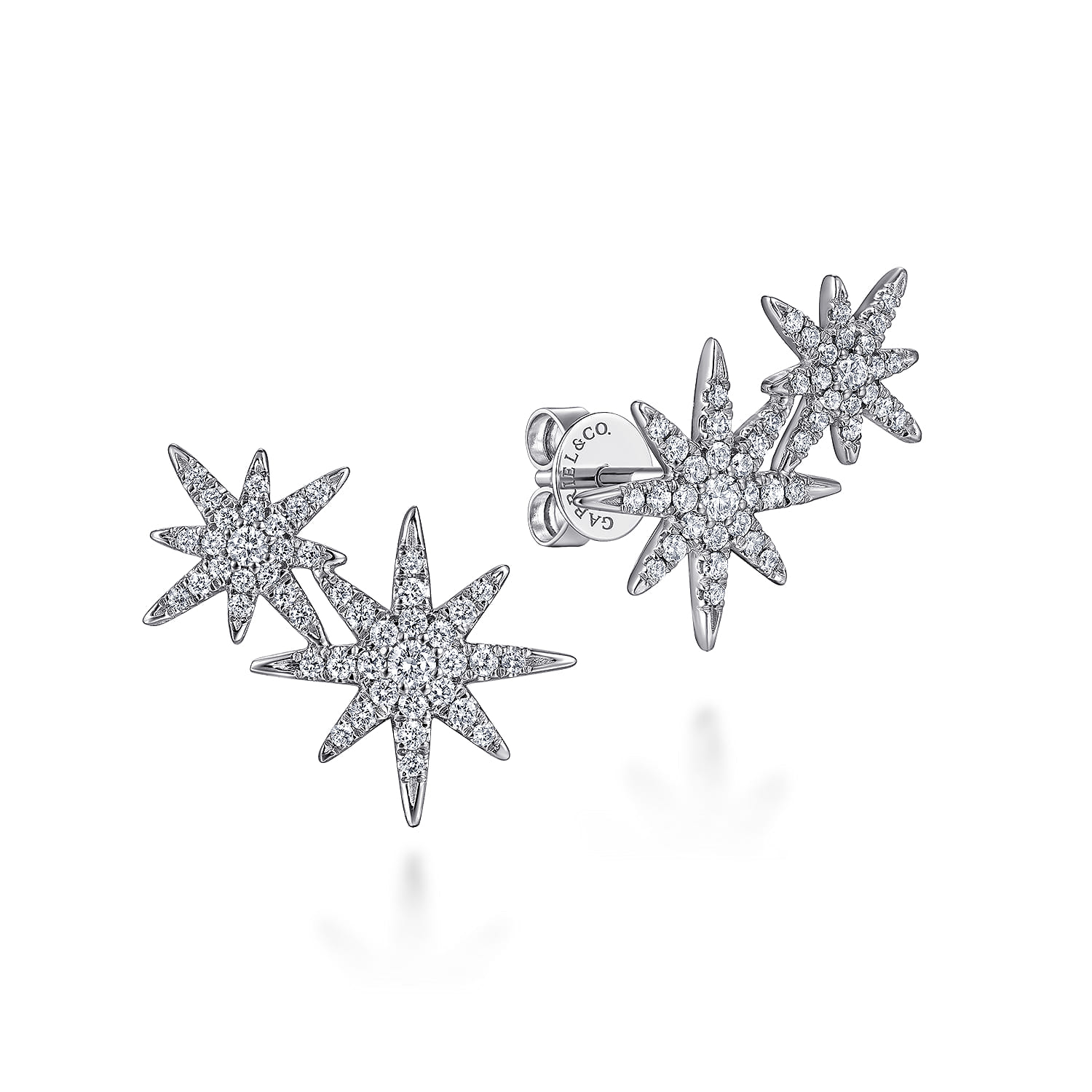 Diamond Starburst Ear Climber Earrings