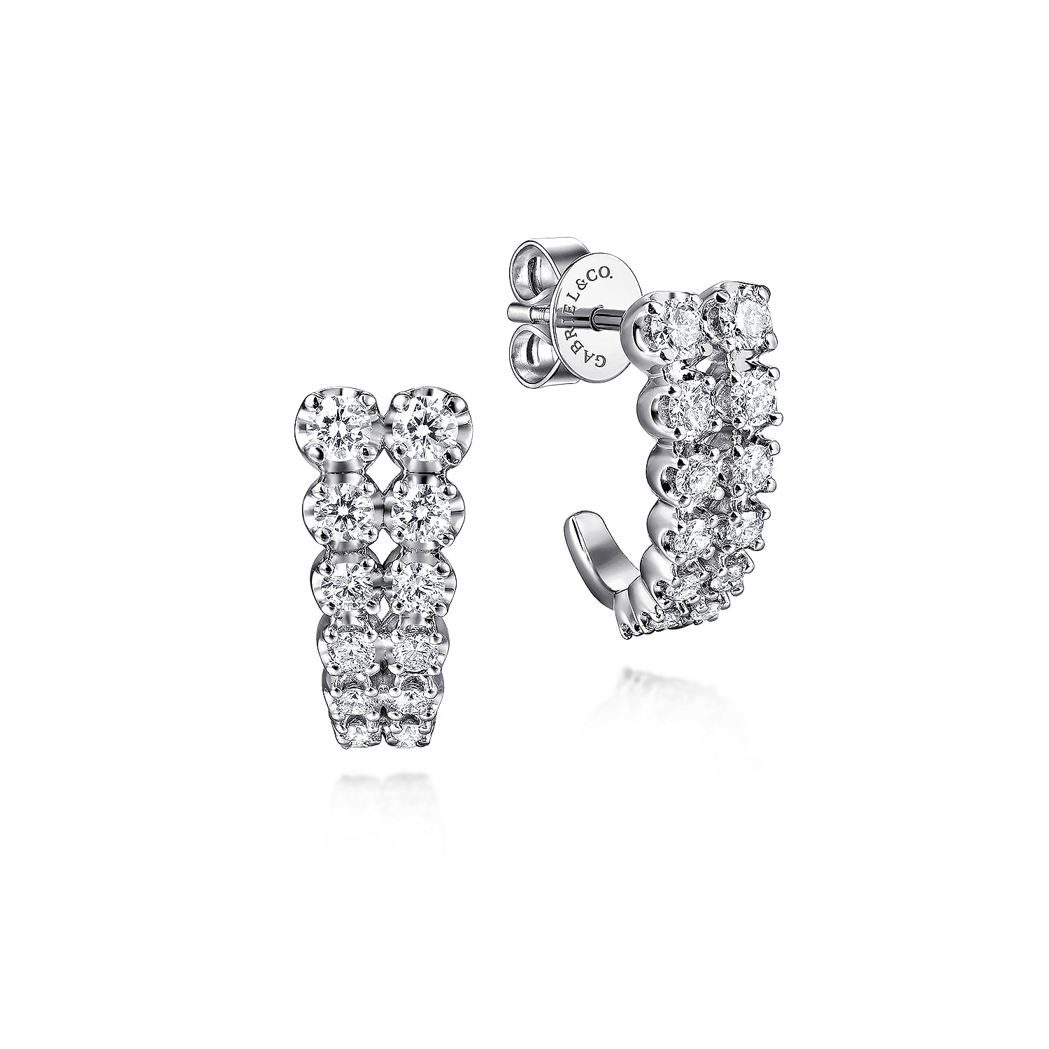 14K White Gold Double Diamond J Hoop Earrings @ $2575. Shop