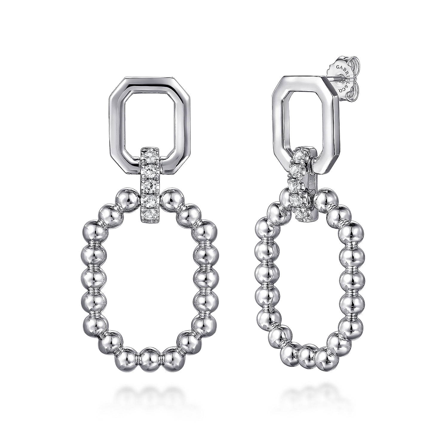 海外ブランドアウトレット通 Octagon Silver Sterling 925 White Drop Stud Bujukan Sapphire アクセサリー