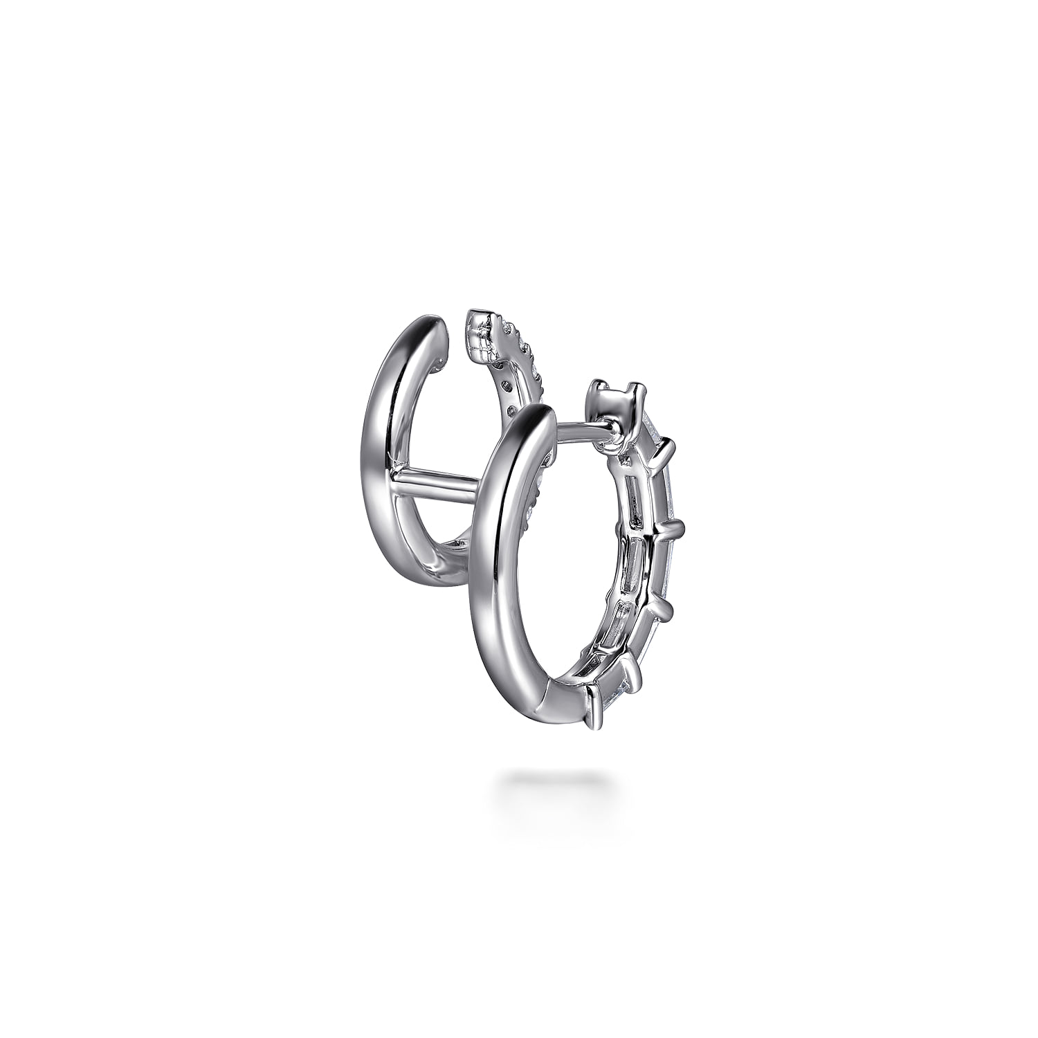 Diamond Stuggies Earrings in 14K White Gold, photograph 3