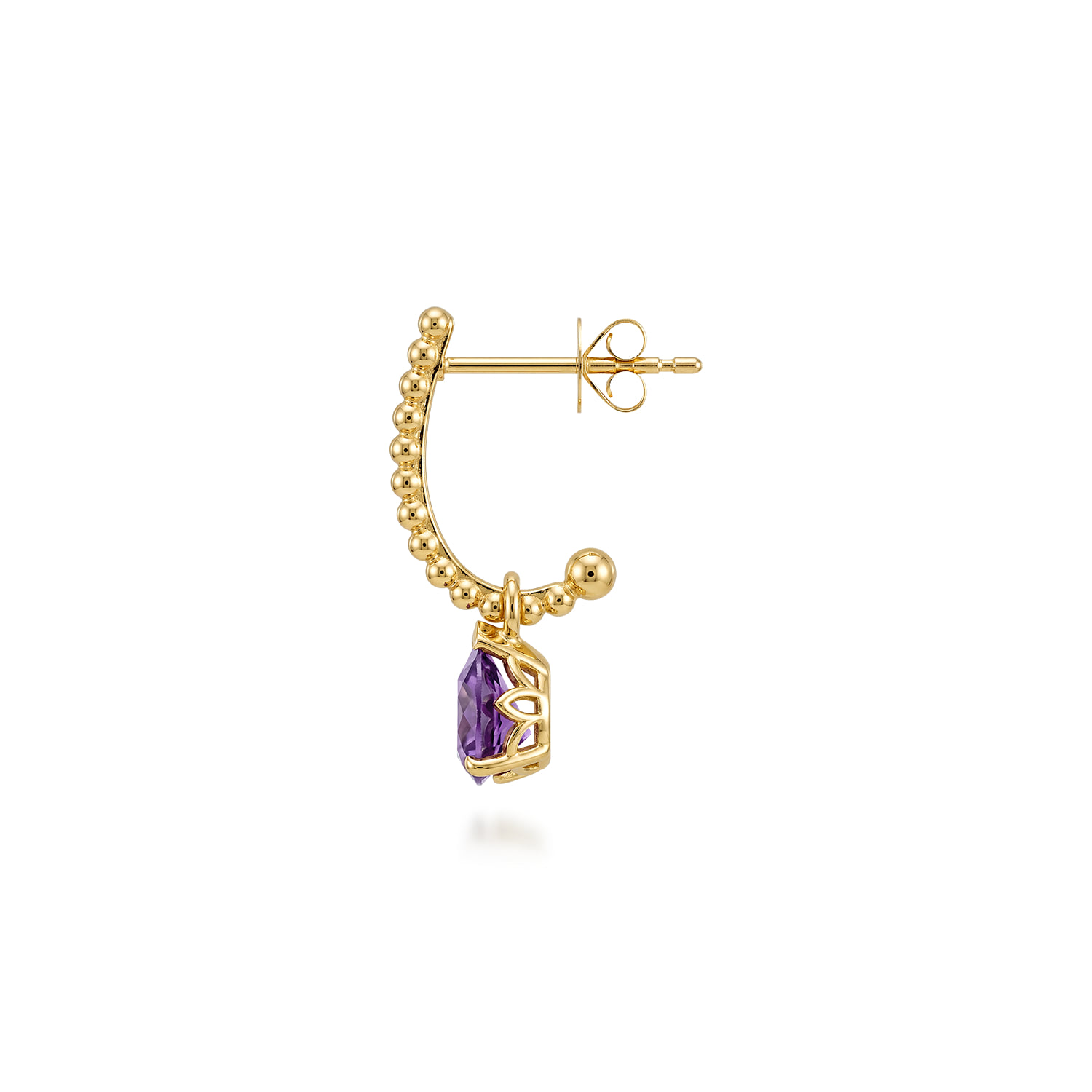 J Hoop Earrings Amethyst Bujukan in 14K Yellow Gold, photograph 3