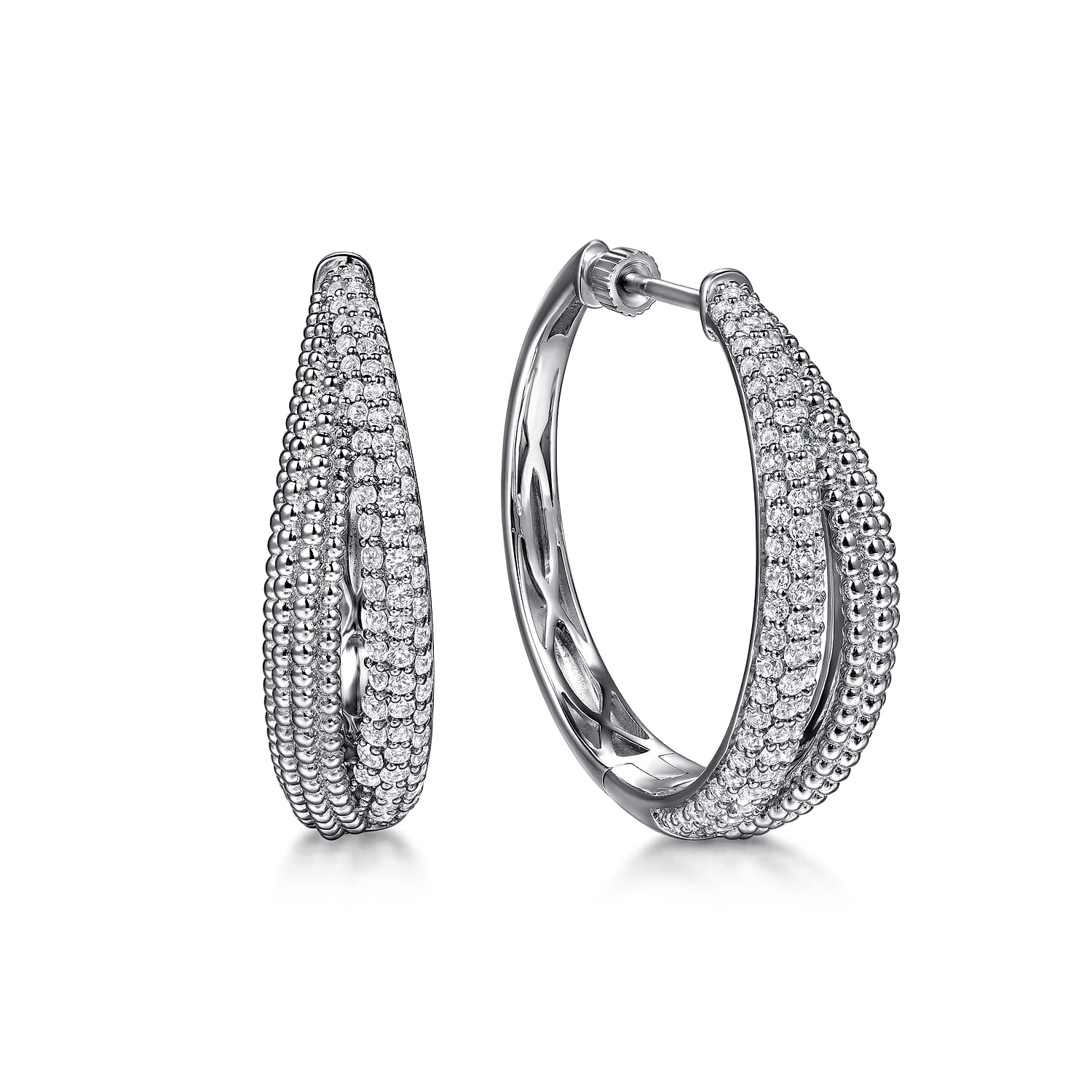 Bujukan White Sapphire 30mm Intricate Hoop Earrings