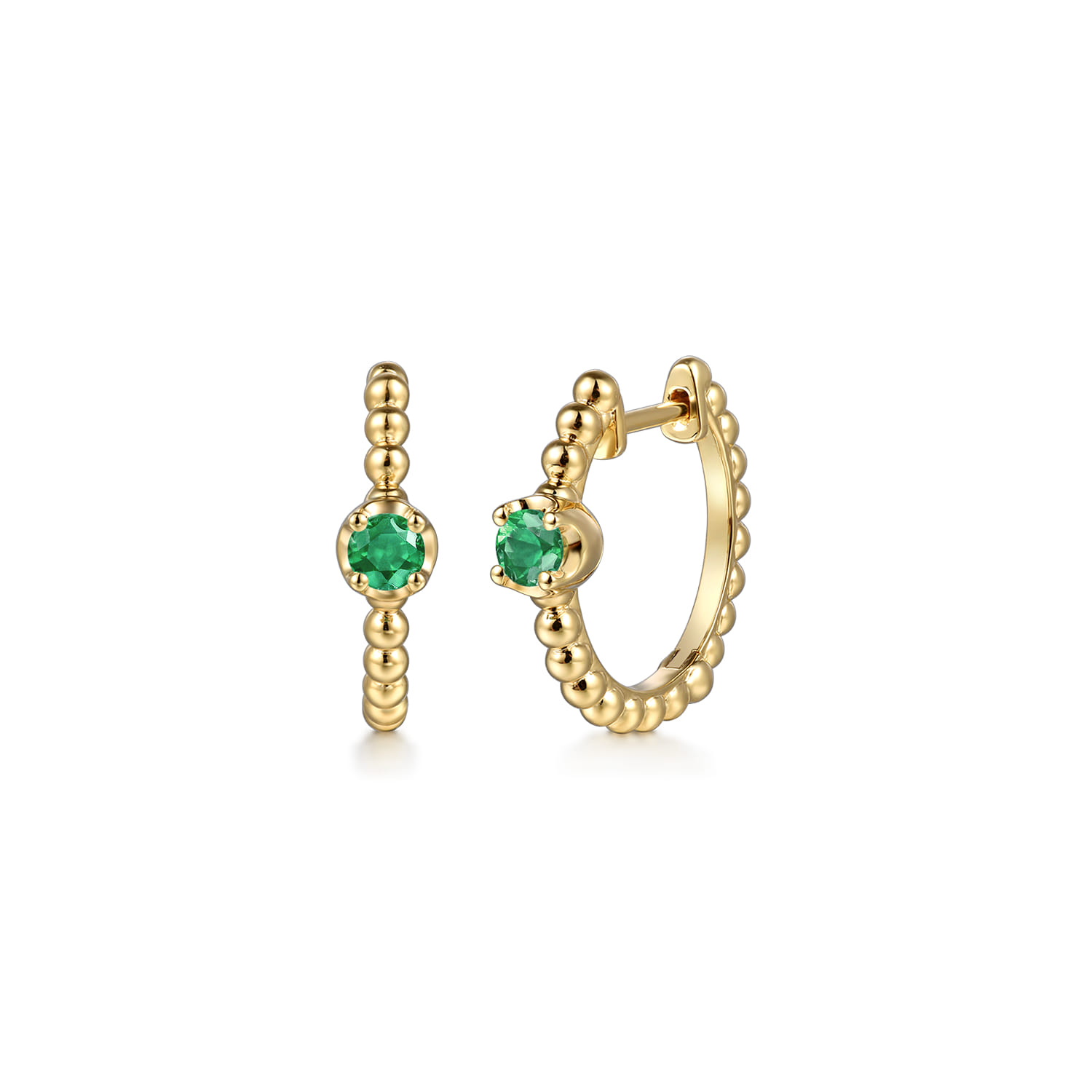 Bujukan Emerald 15mm Huggie Earrings in 14K Yellow Gold