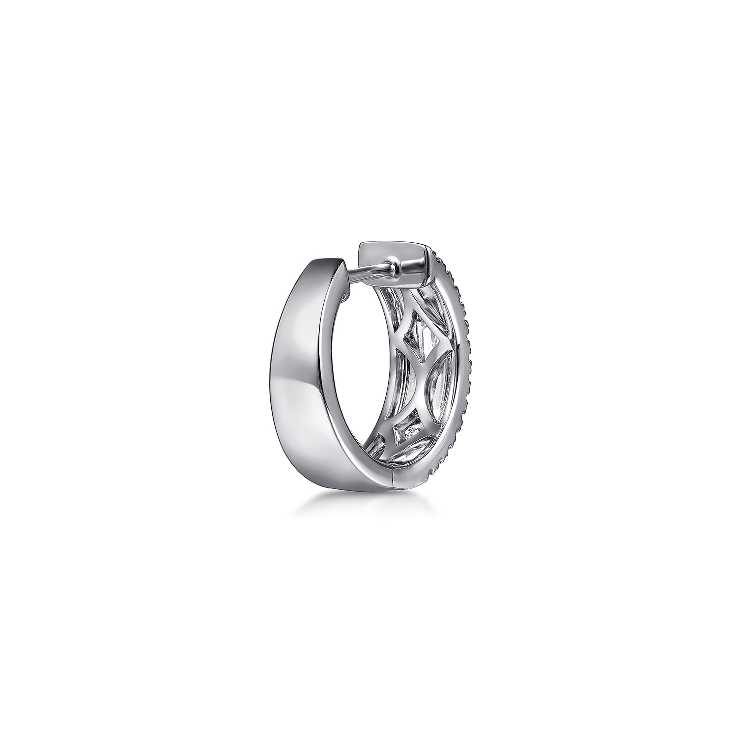 Diamond Huggie Earrings in 14K White Gold, photograph 3