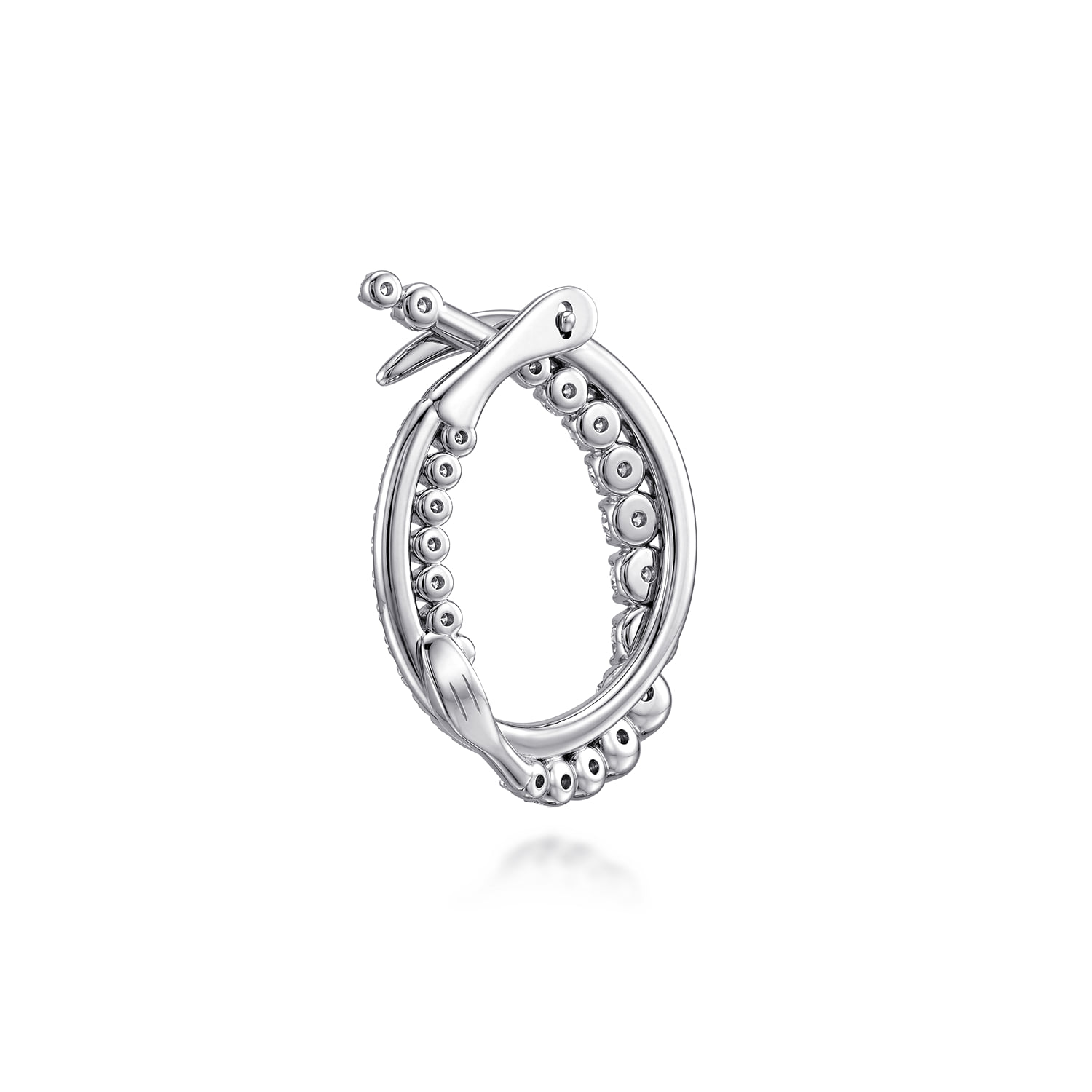 Diamond Bypass Hoop Earrings in 14K White Gold, photograph 2