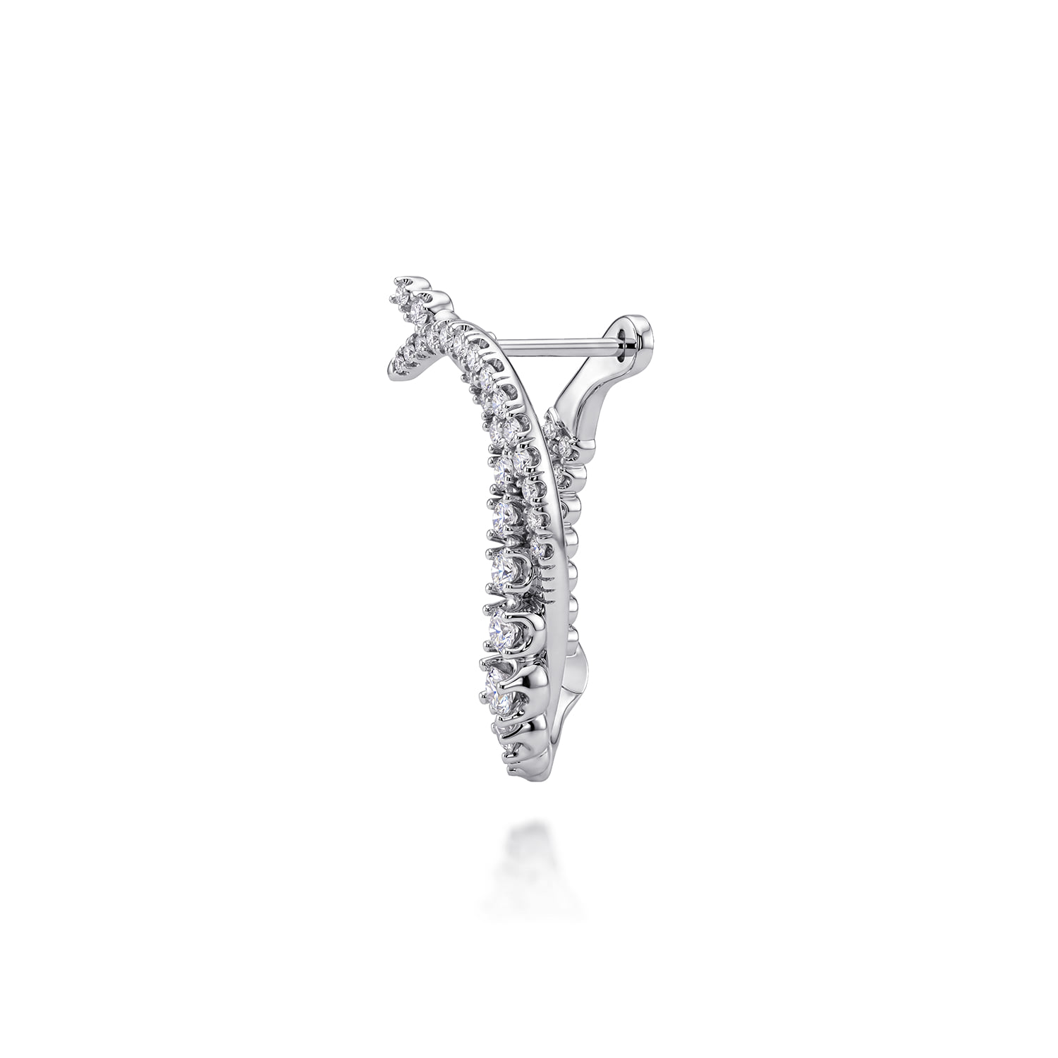 Diamond Bypass Hoop Earrings in 14K White Gold, photograph 3