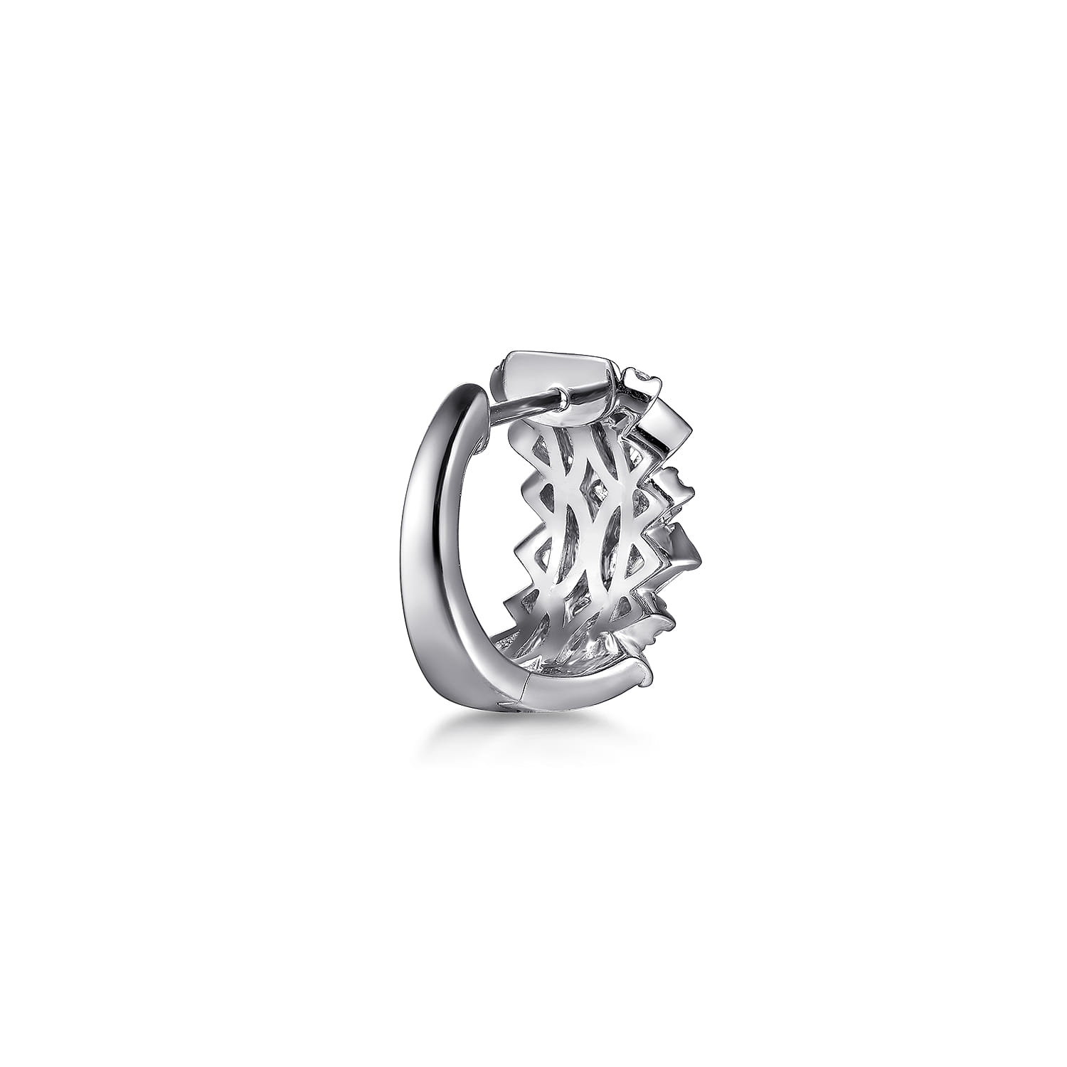 Diamond Huggie Earrings in 14K White Gold, photograph 3