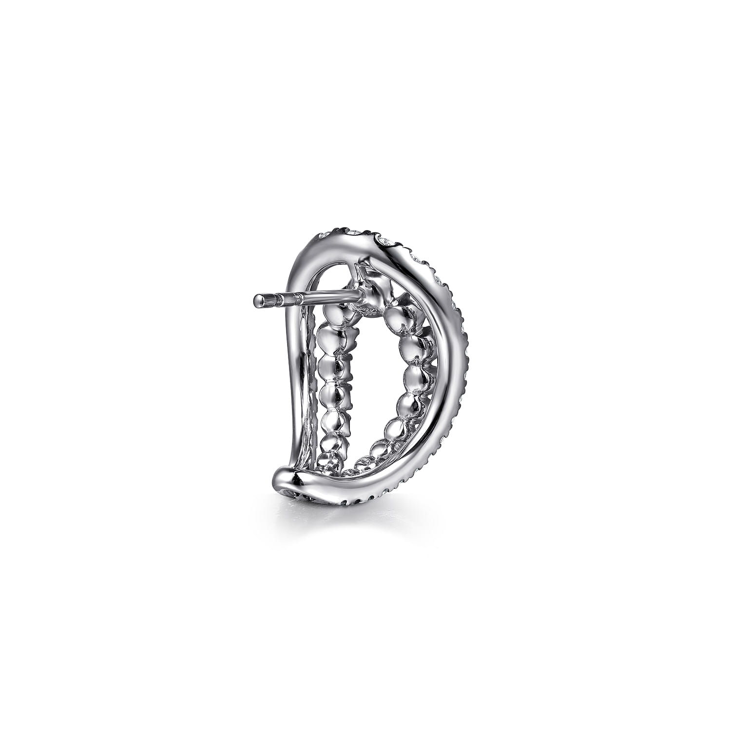 Graduating Diamond J Hoop Earrings in 14K White Gold, photograph 3