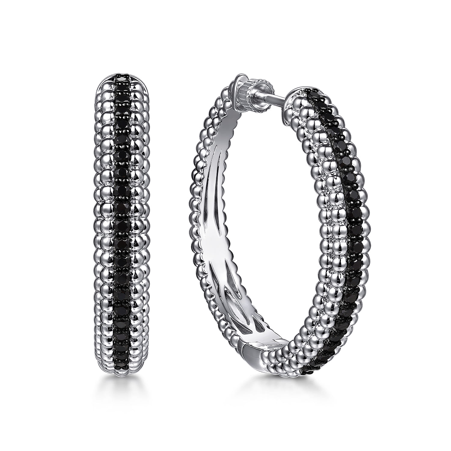 Bujukan Black Spinel Classic Hoop Earrings